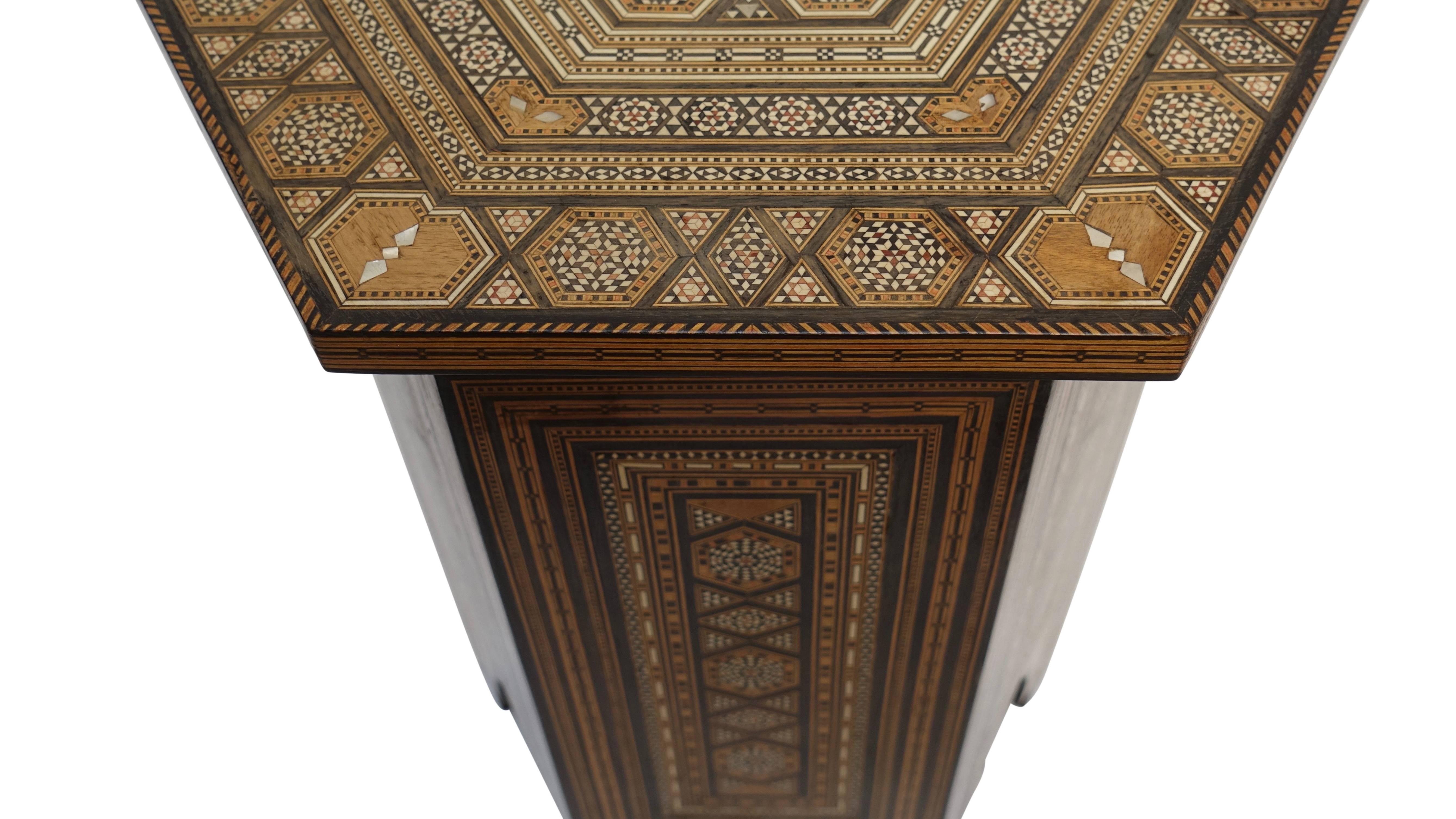 Syrian Tabouret Side Table with Multi Inlay 1