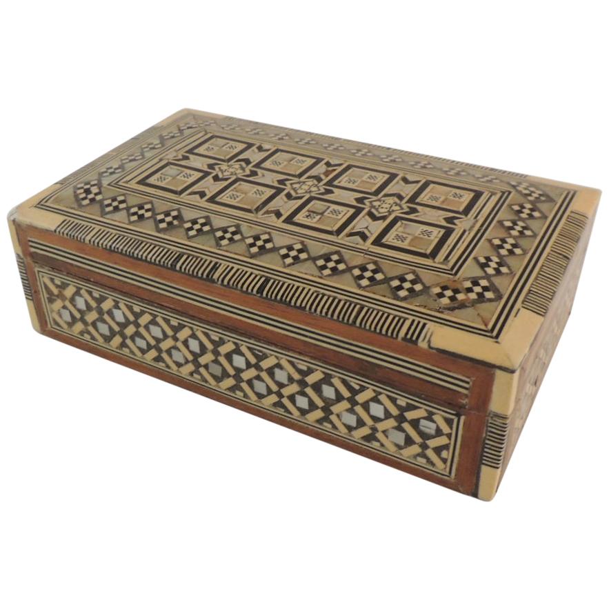 Syrian Wood and Mother of Pearl Inlaid Jewelry Box