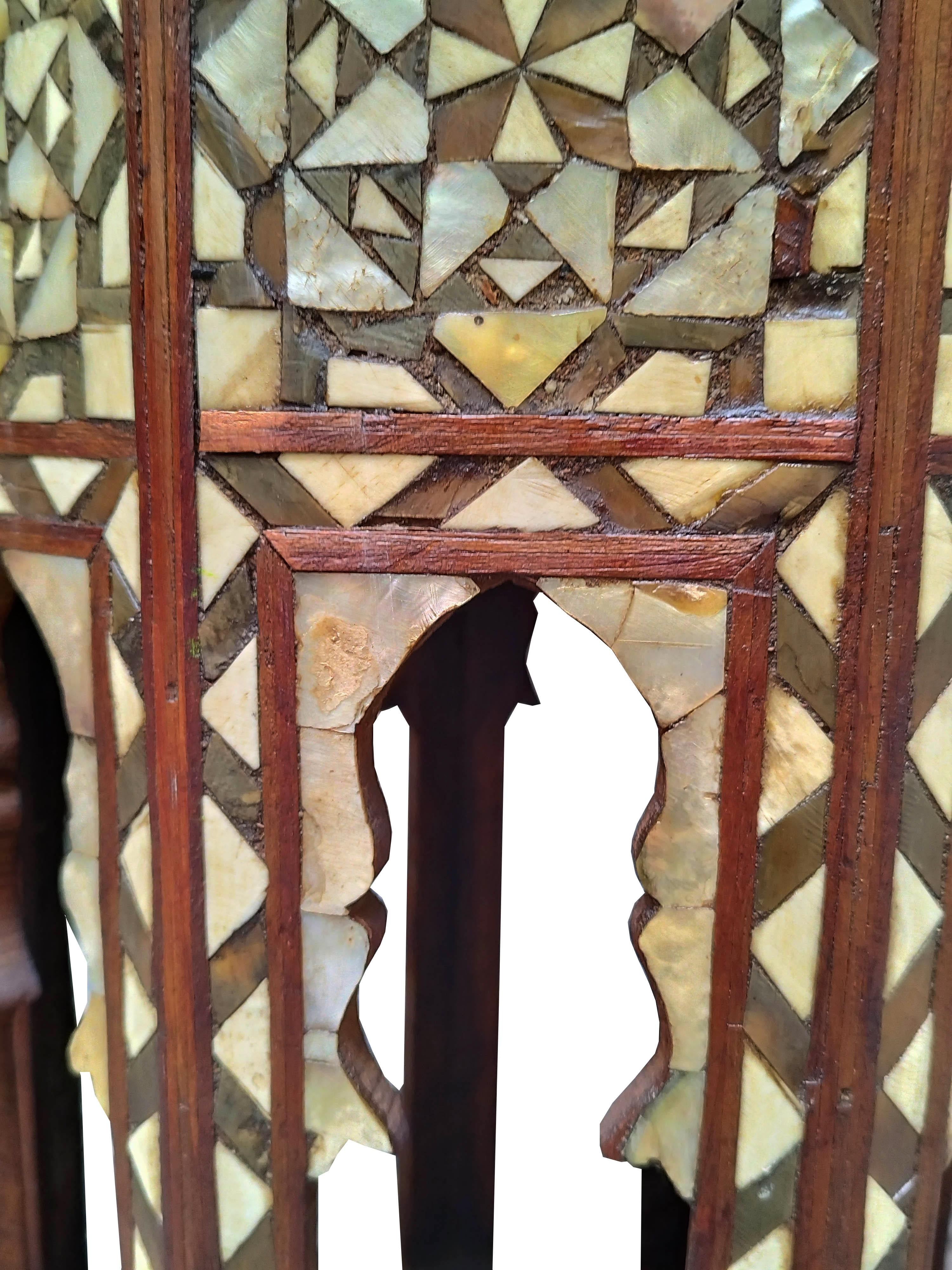 Syrian Wood Tea Table with Mother of Pearl Inlays, 1900s 1