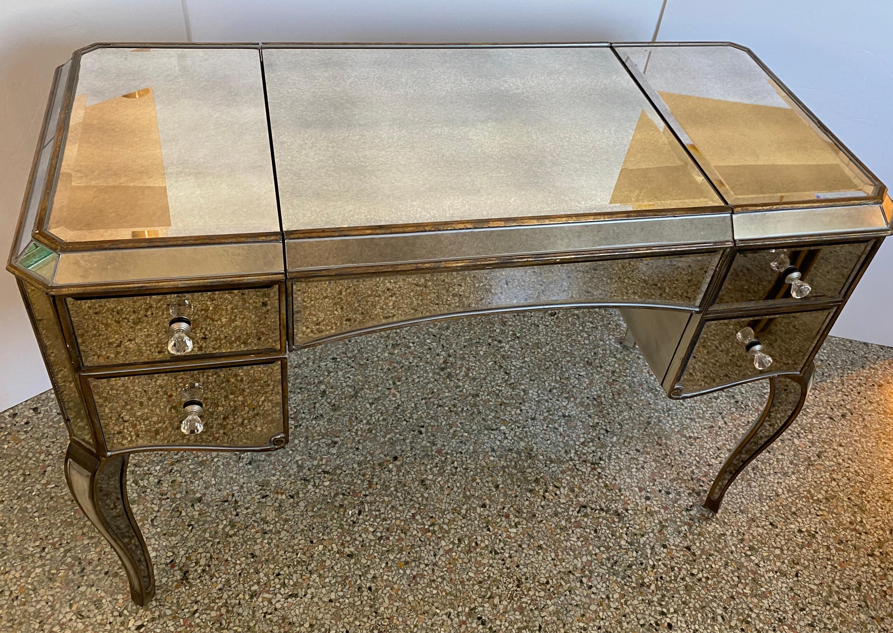 Syrie Maugham Style Art Deco Mirrored Vanity Table 8