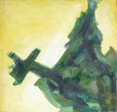 1960s Green & Yellow Abstraction by Female Expressionist Syril Frank