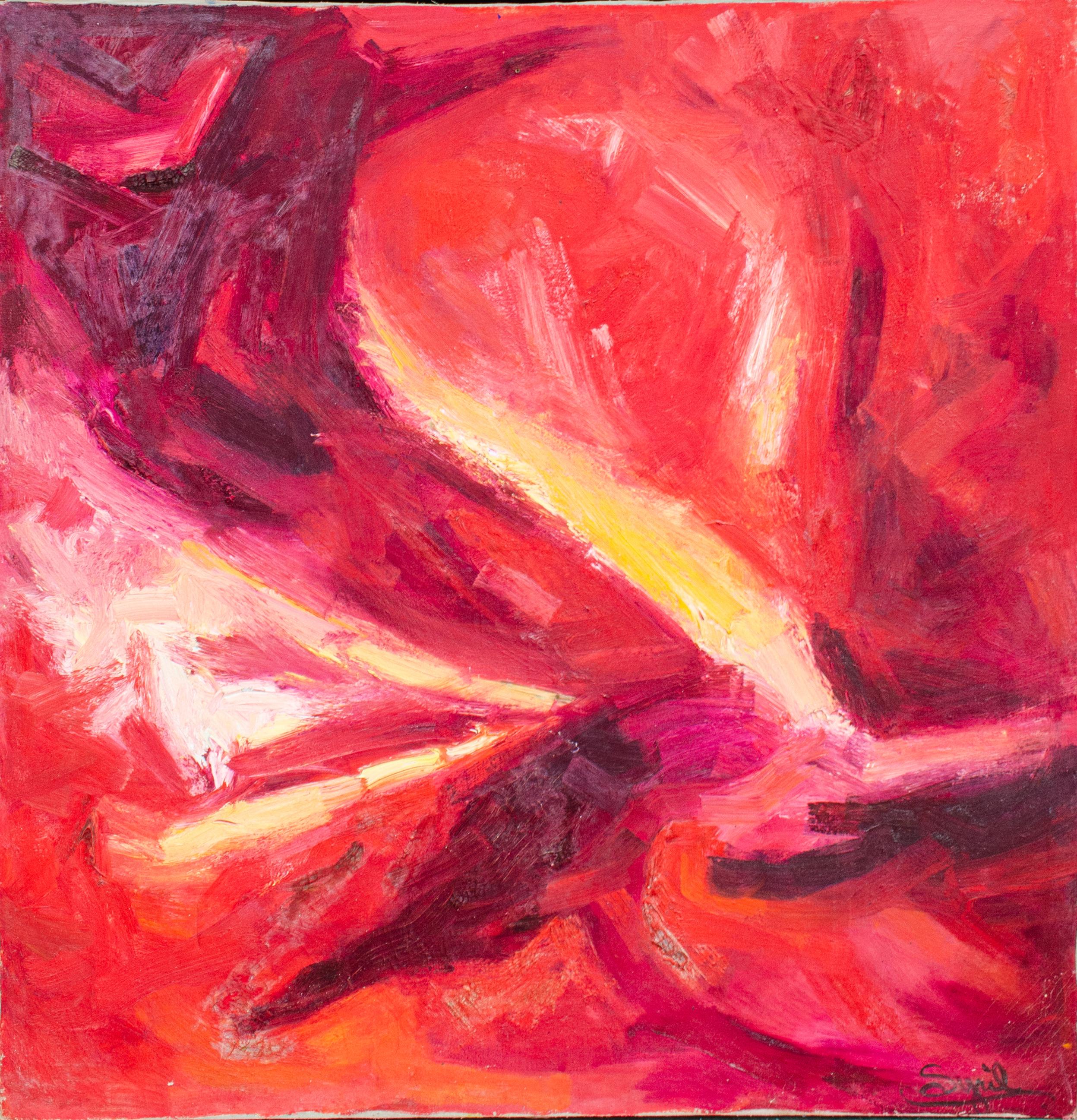 Fiery Abstraction, 1960s by NY Expressionist Syril Frank For Sale 1
