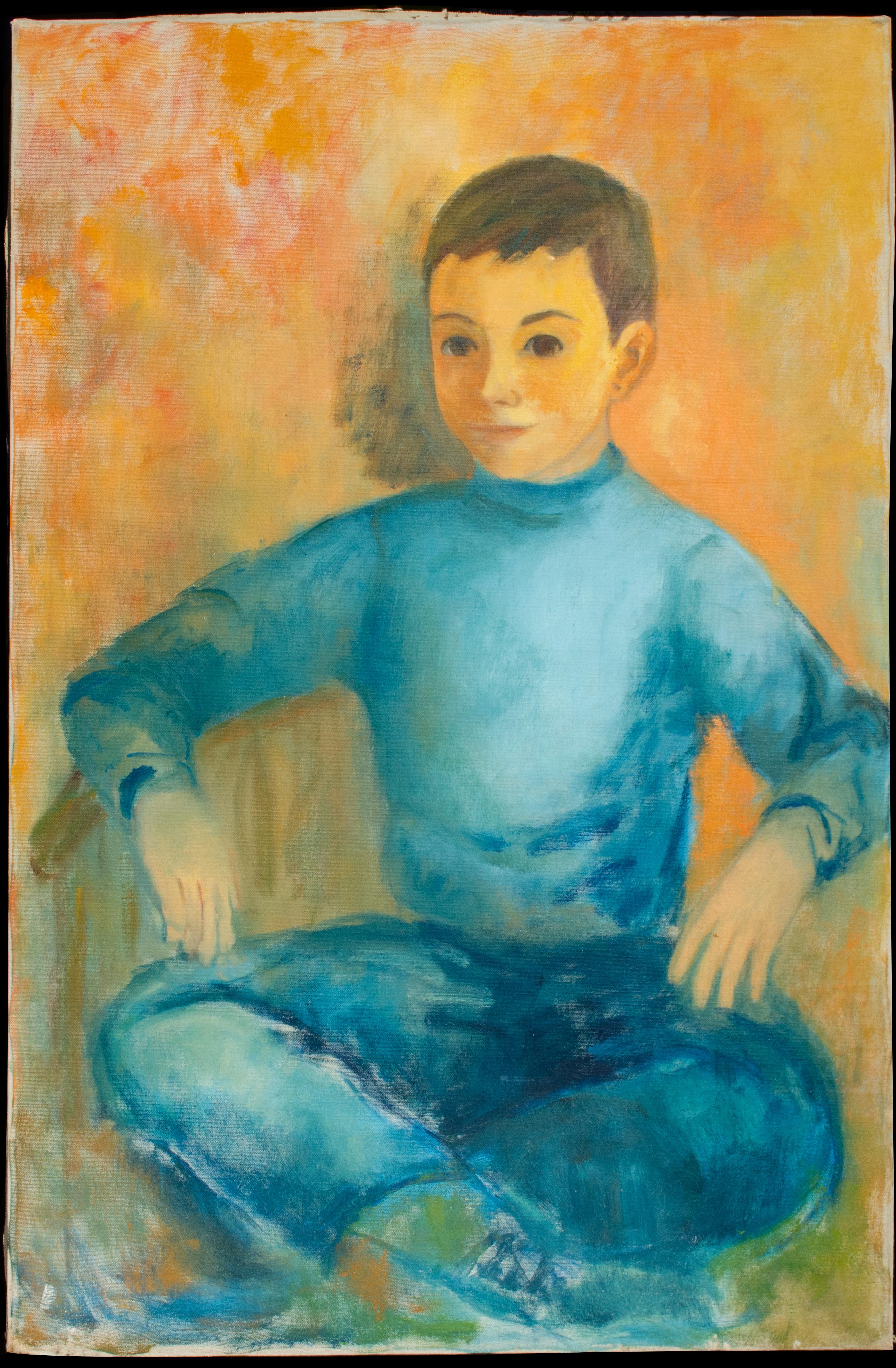 Modernist Portrait of a Child by NY Artist Syril Frank For Sale 1