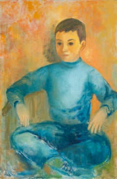 Portrait moderniste d'un enfant par l'artiste new-yorkais Syril Frank
