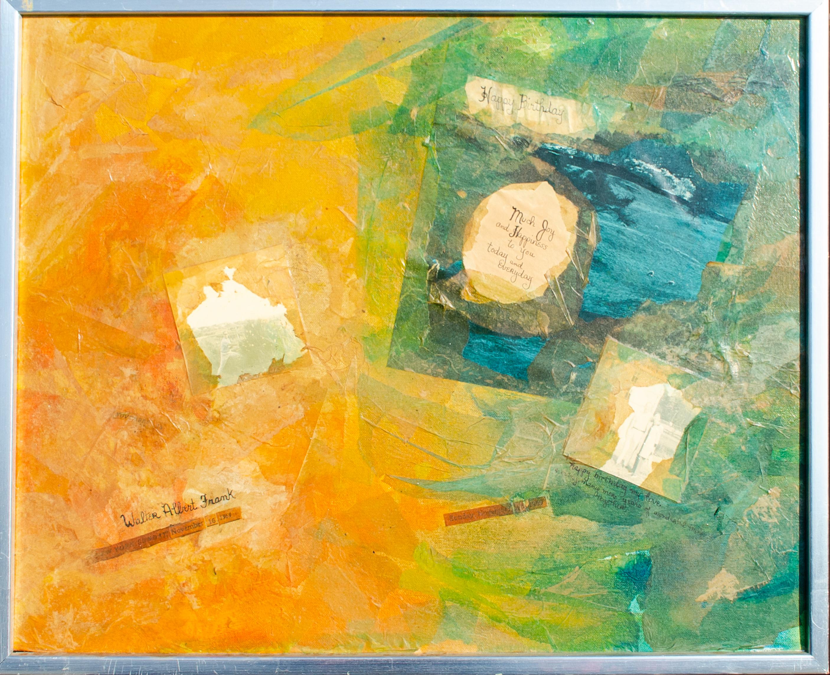 Zwei Geburtstags-Collagen aus den 1960er Jahren von Syril Frank, Expressionistin im Angebot 7
