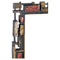 Resin Wall Mirror Brutalist Paul Evans Style, 1970's