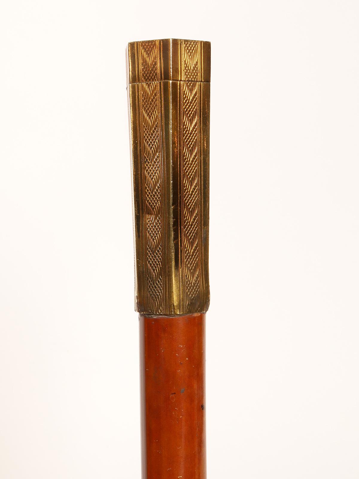 French System walking stick, matches candle holder, France 1900.  For Sale