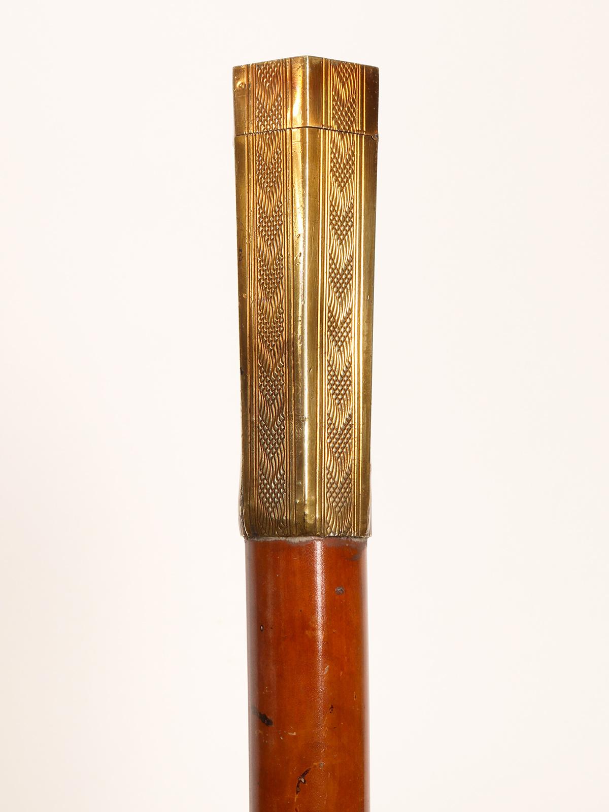 System walking stick, matches candle holder, France 1900.  In Good Condition For Sale In Milan, IT