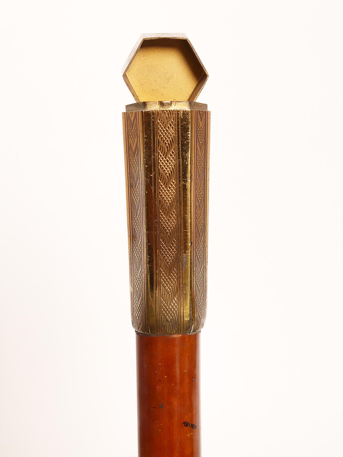 20th Century System walking stick, matches candle holder, France 1900.  For Sale