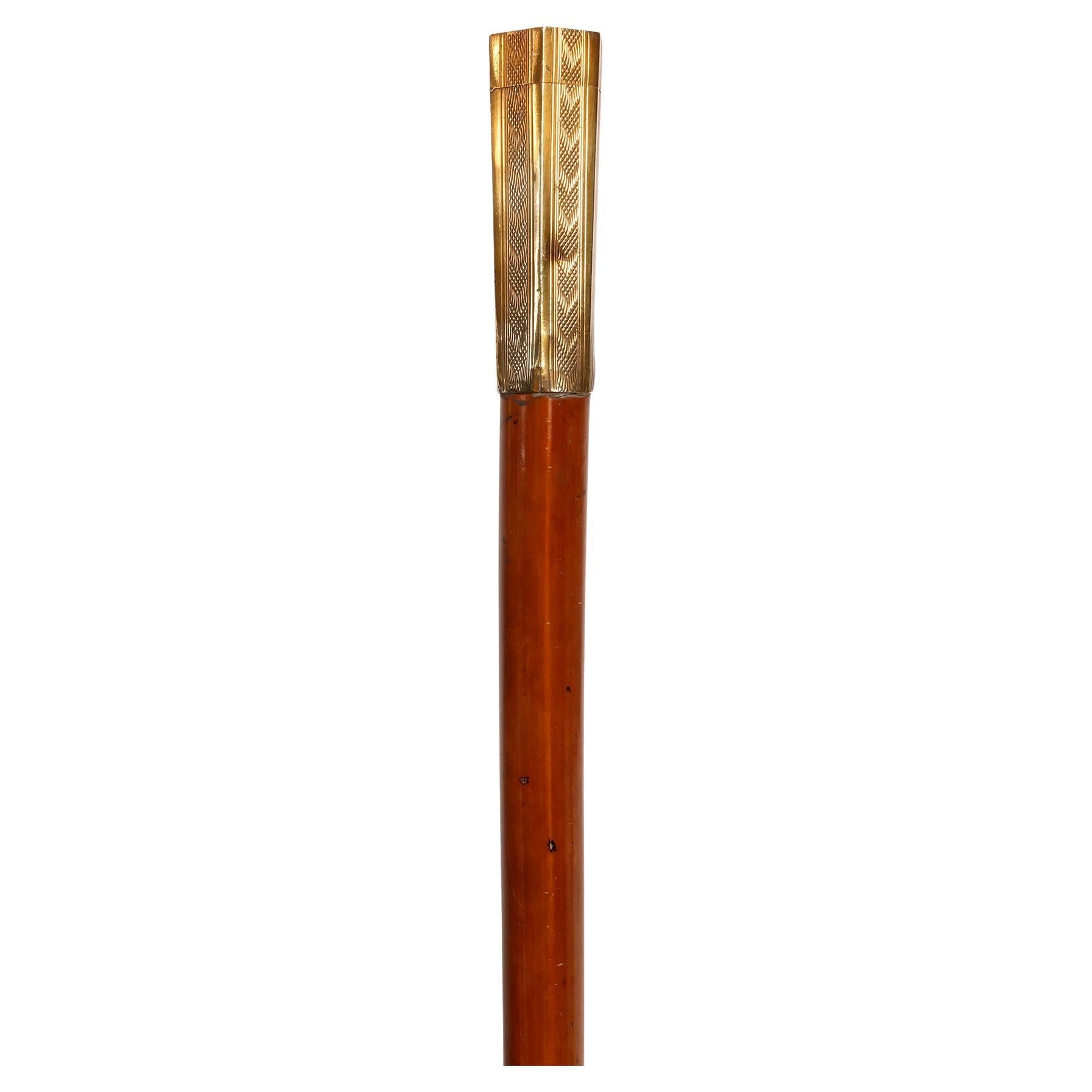 System walking stick, matches candle holder, France 1900.  For Sale
