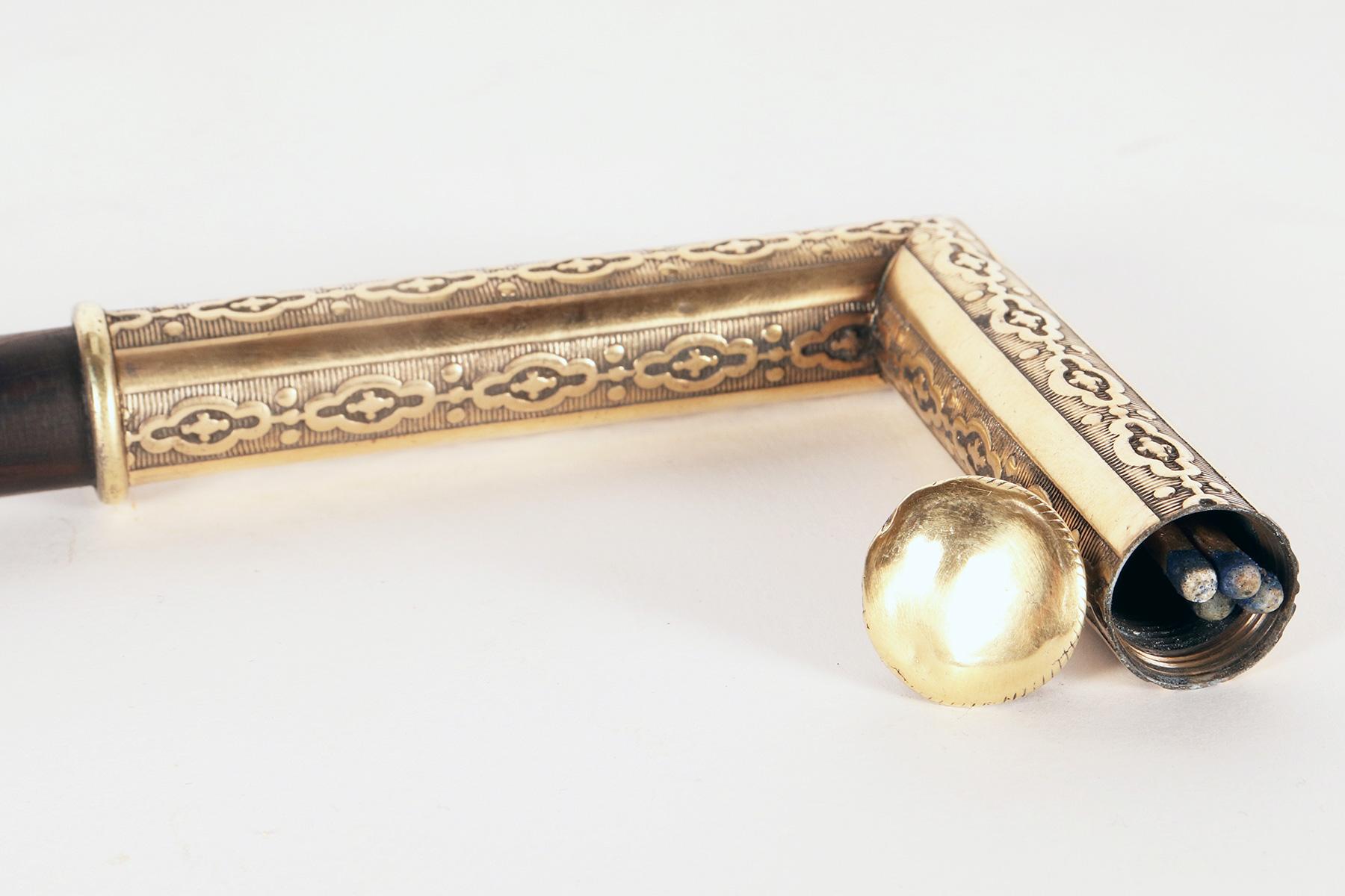 System walking stick, matches holder, Italy 1880. For Sale 5
