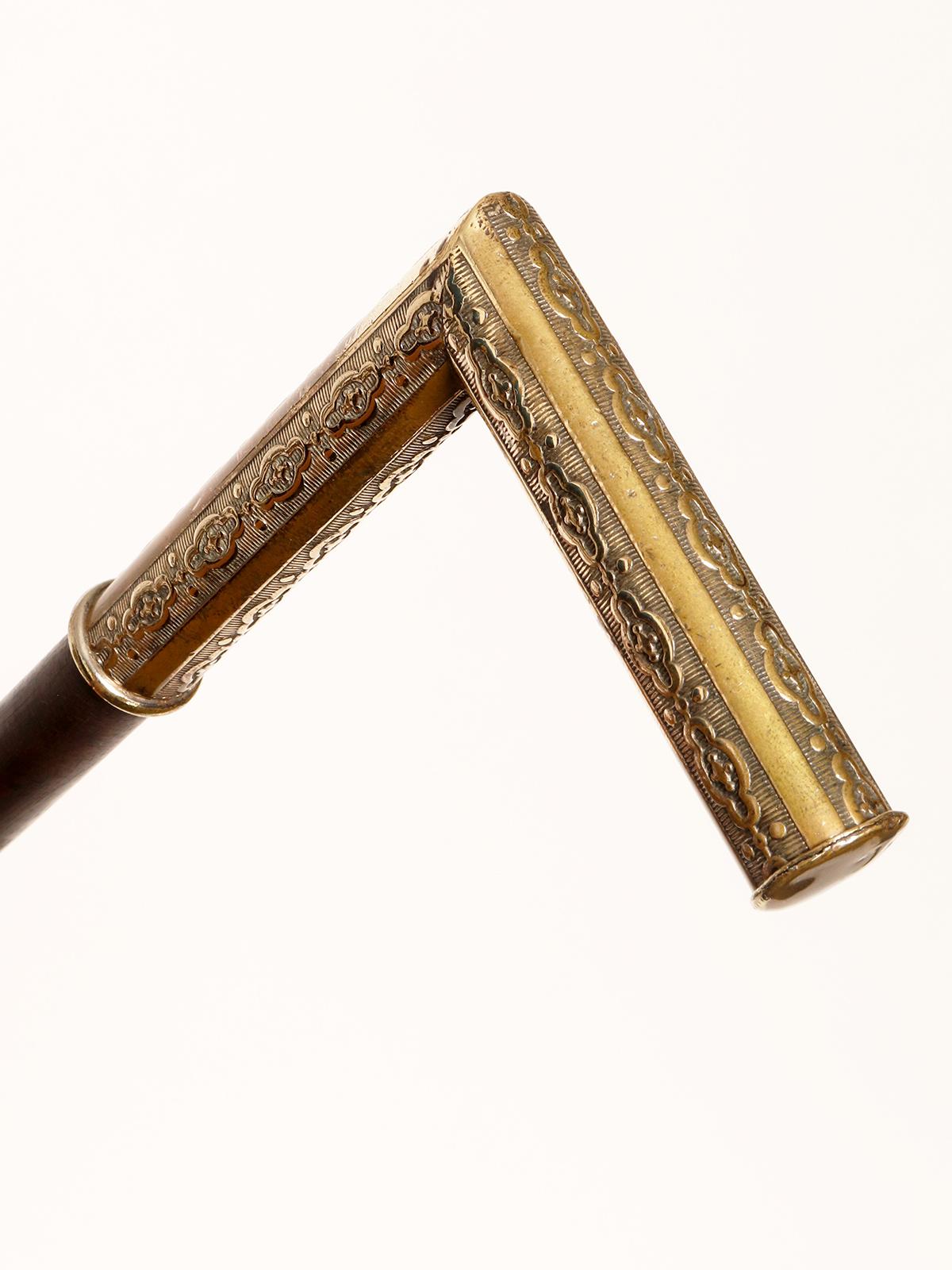 Brass System walking stick, matches holder, Italy 1880.  For Sale