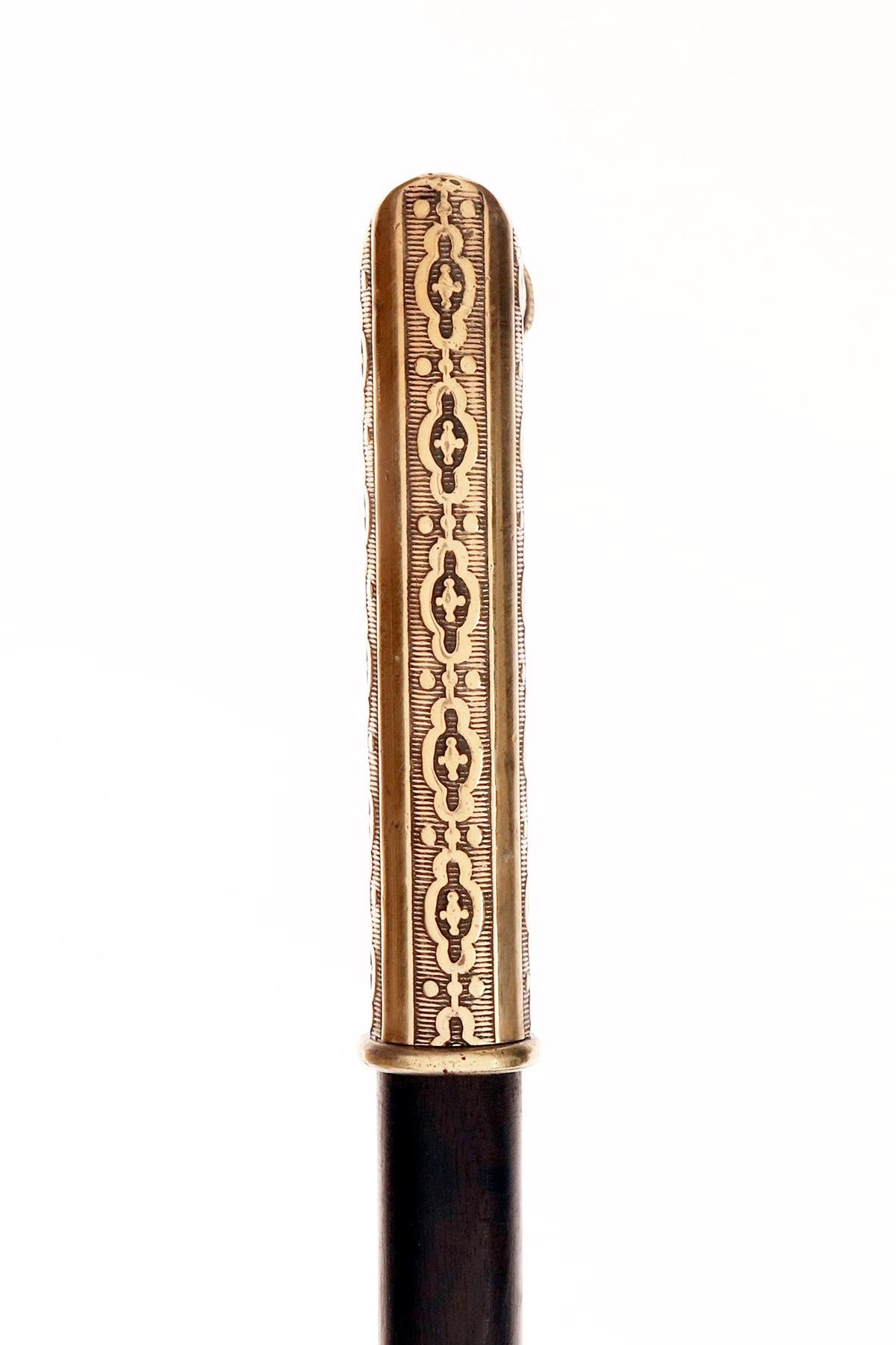Brass System walking stick, matches holder, Italy 1880. For Sale