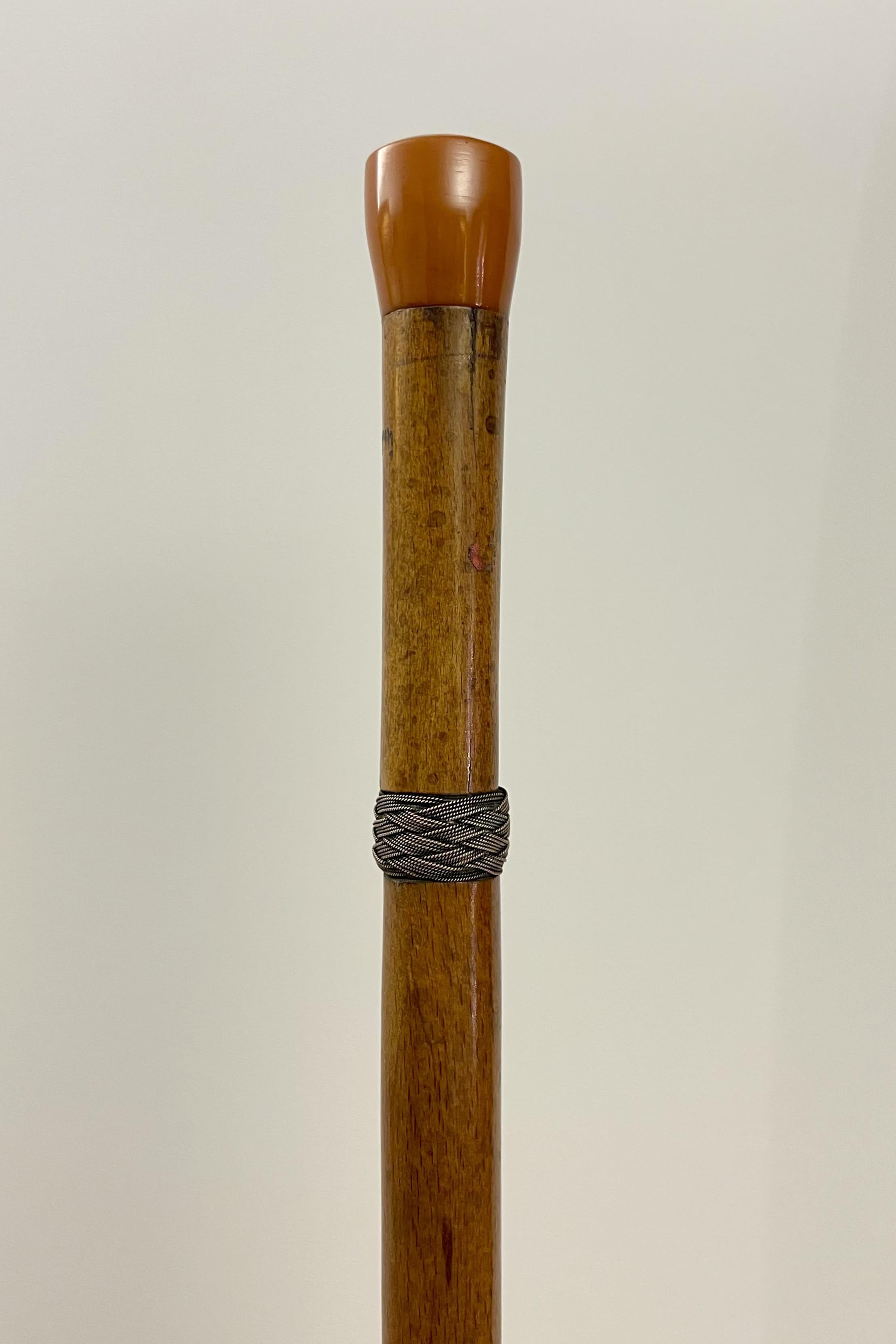 Metal System walking stick with light, England 1920.  For Sale