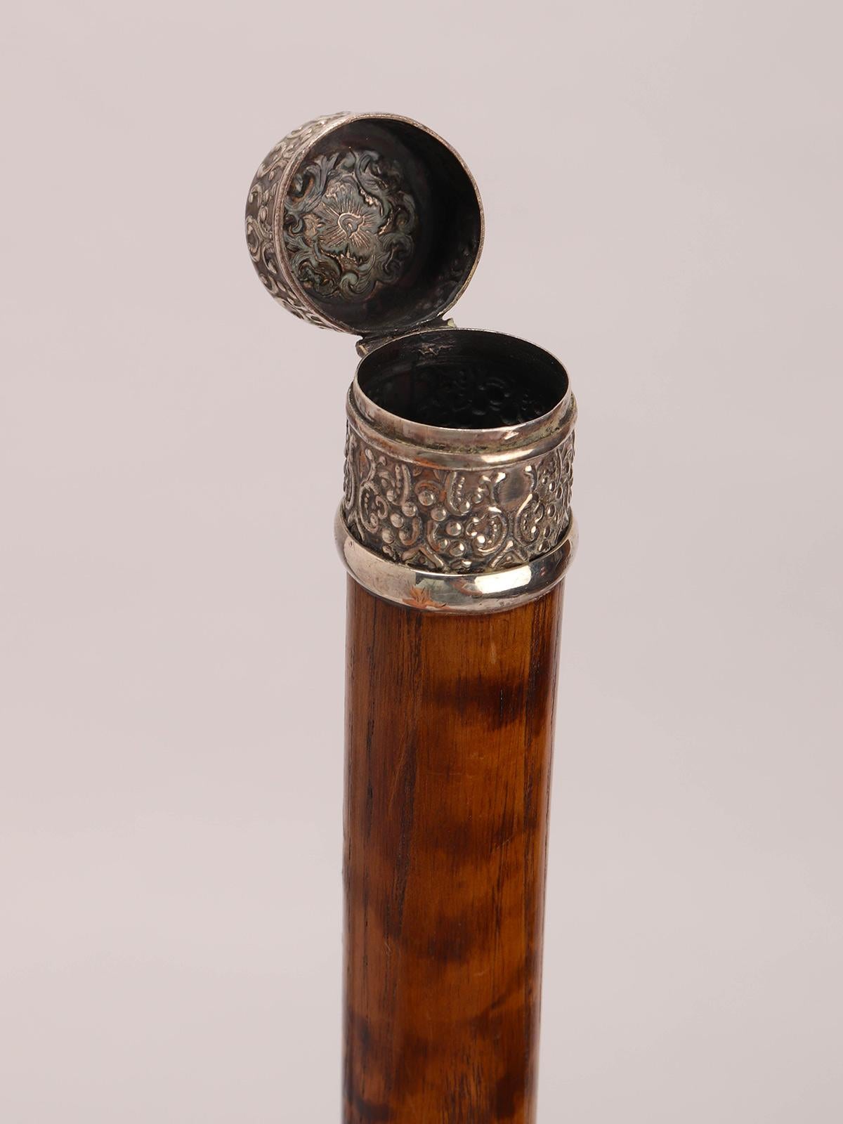 20th Century System walking stick with thimble holder function, USA 1900.  For Sale