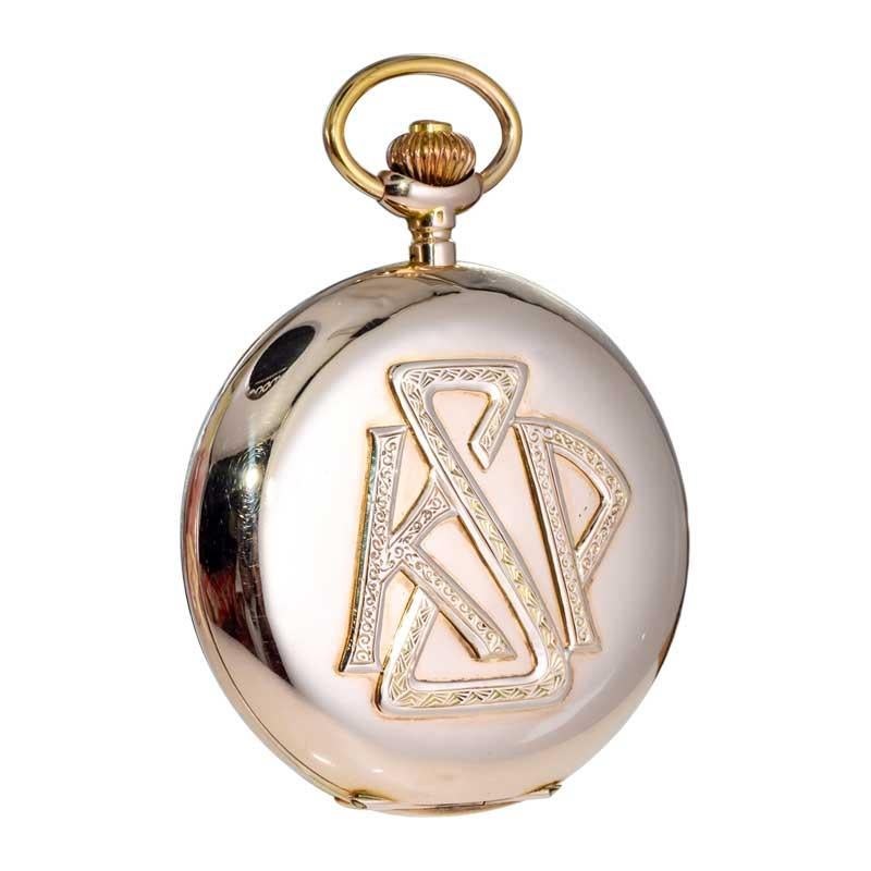 Systeme Glashutte by Lange 14 Karat Yellow Gold Hunters Case Pocket Watch In Excellent Condition In Long Beach, CA