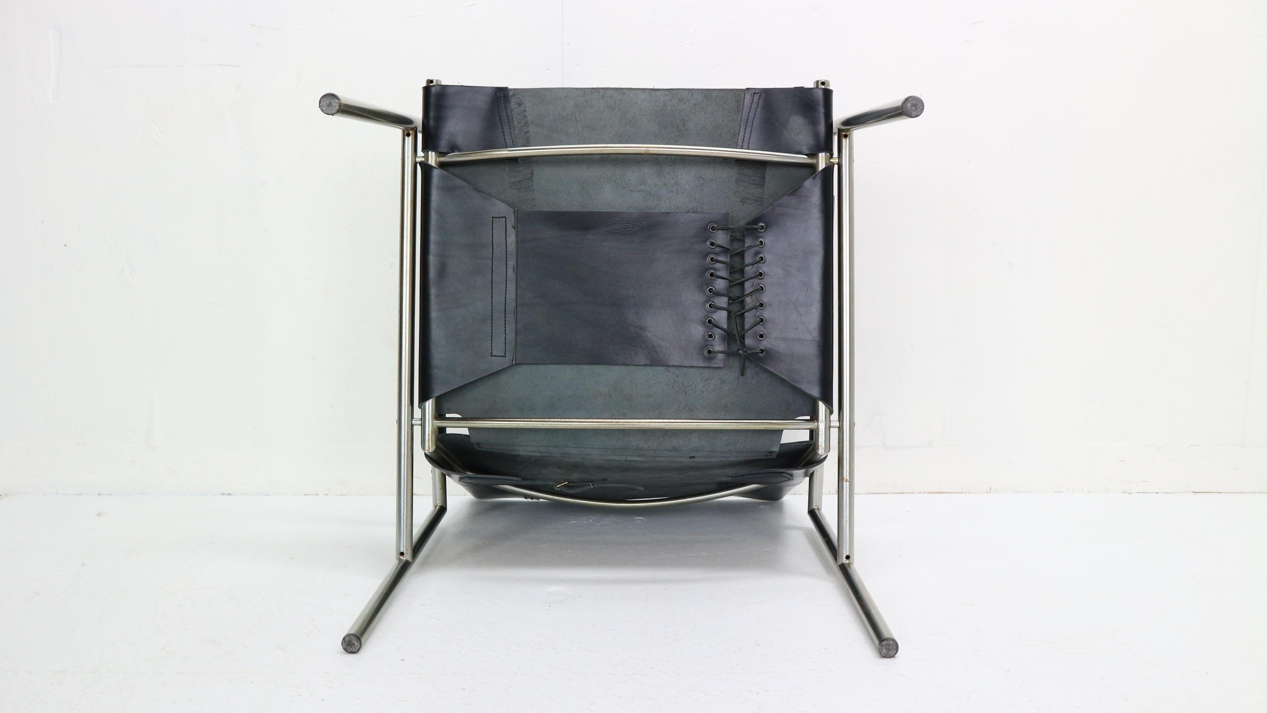 SZ02 Black Leather Armchair by Martin Visser For t Spectrum, 1960s 3
