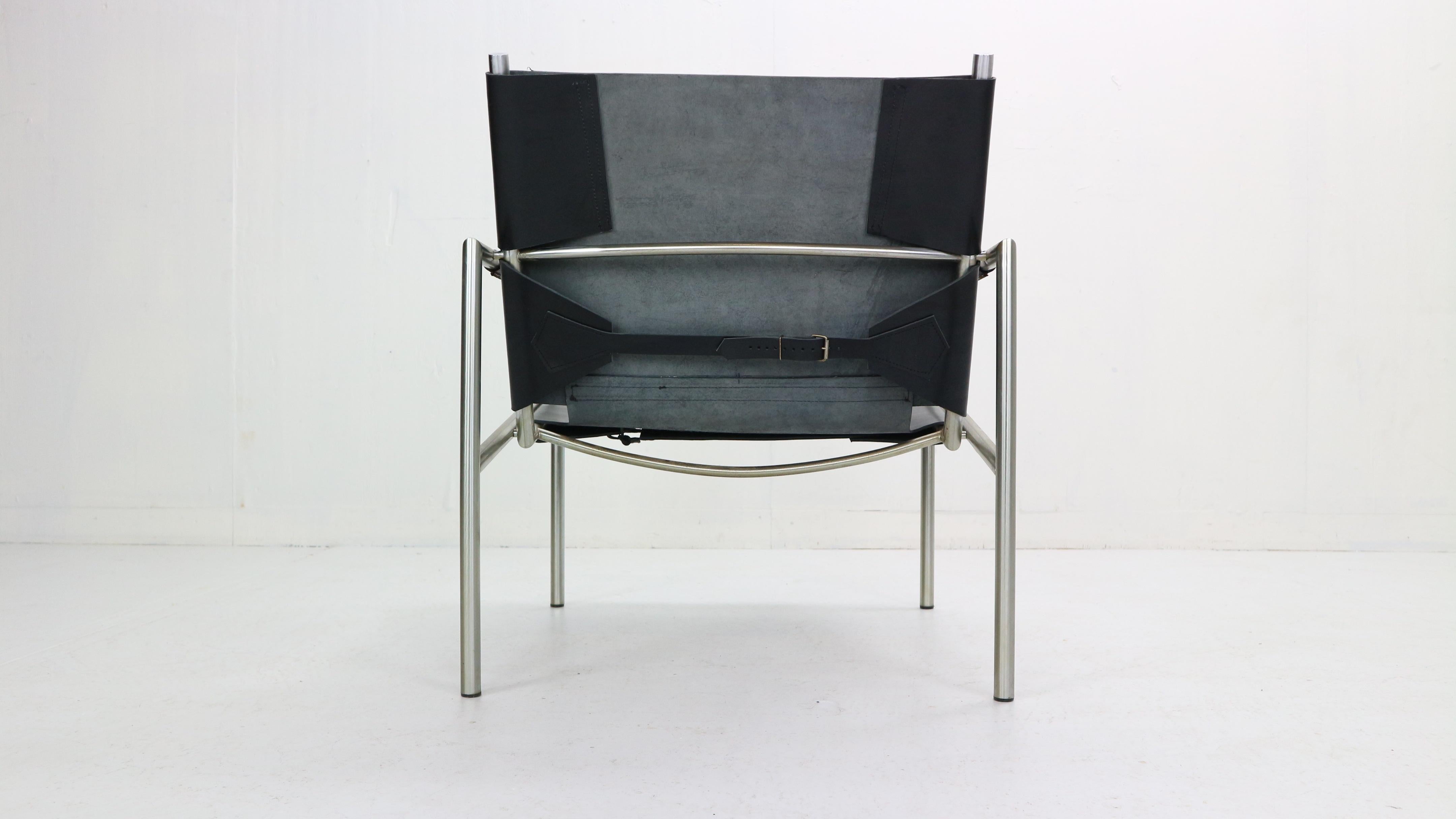 SZ02 Black Leather Armchair by Martin Visser For t Spectrum, 1960s 1