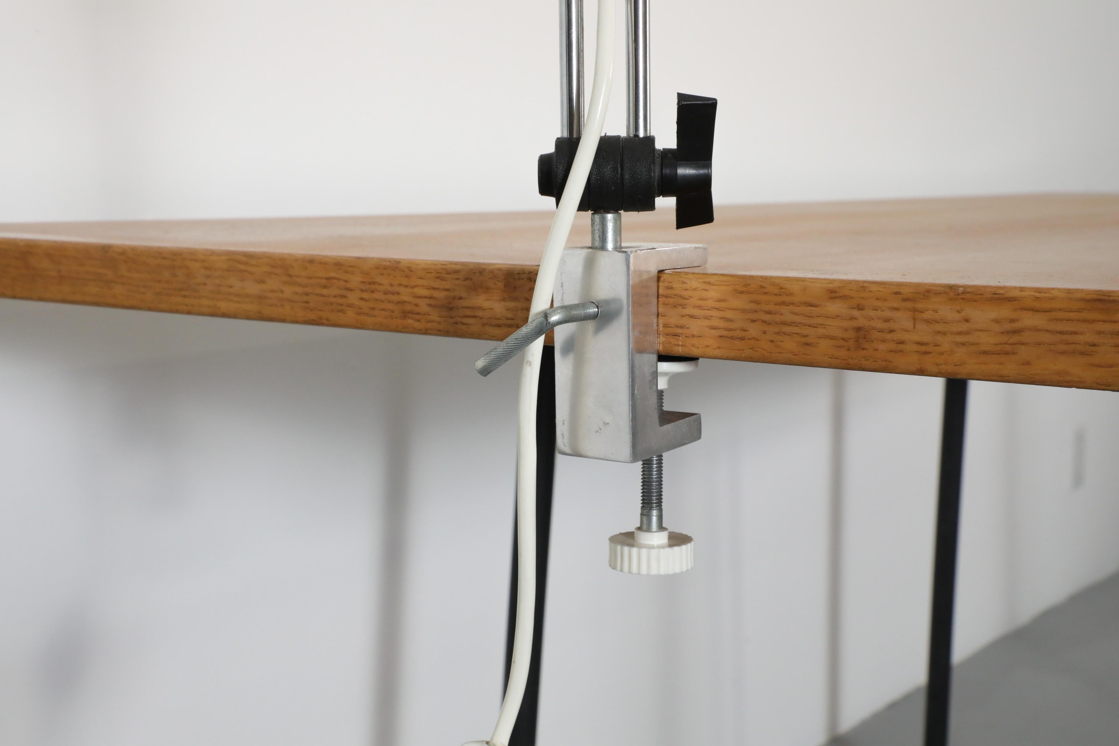 Hala Style Industrial Drafting Clamp-on Lamp with Olive Green Shade by Szarvasi 4