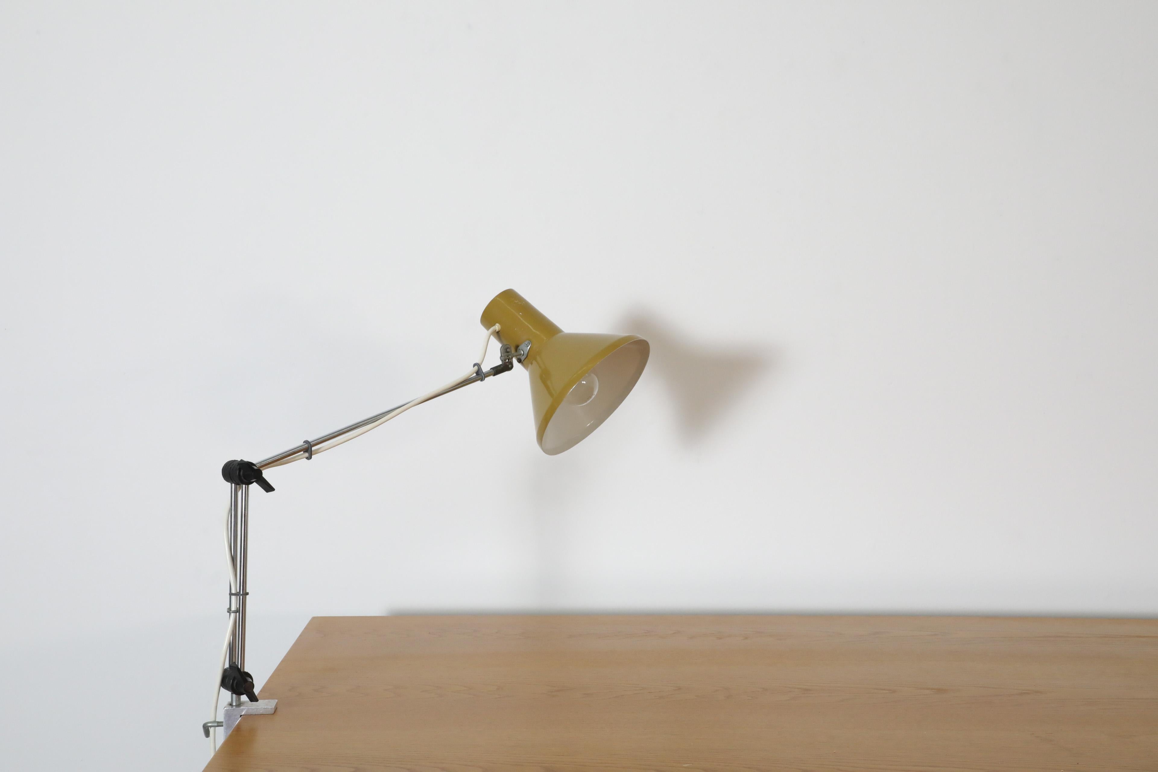 Hala Style Industrial Drafting Clamp-on Lamp with Olive Green Shade by Szarvasi 1