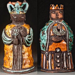 Szekely Et Borderie : Roi Et Reine, Céramiques Émaillées, Vers 1950