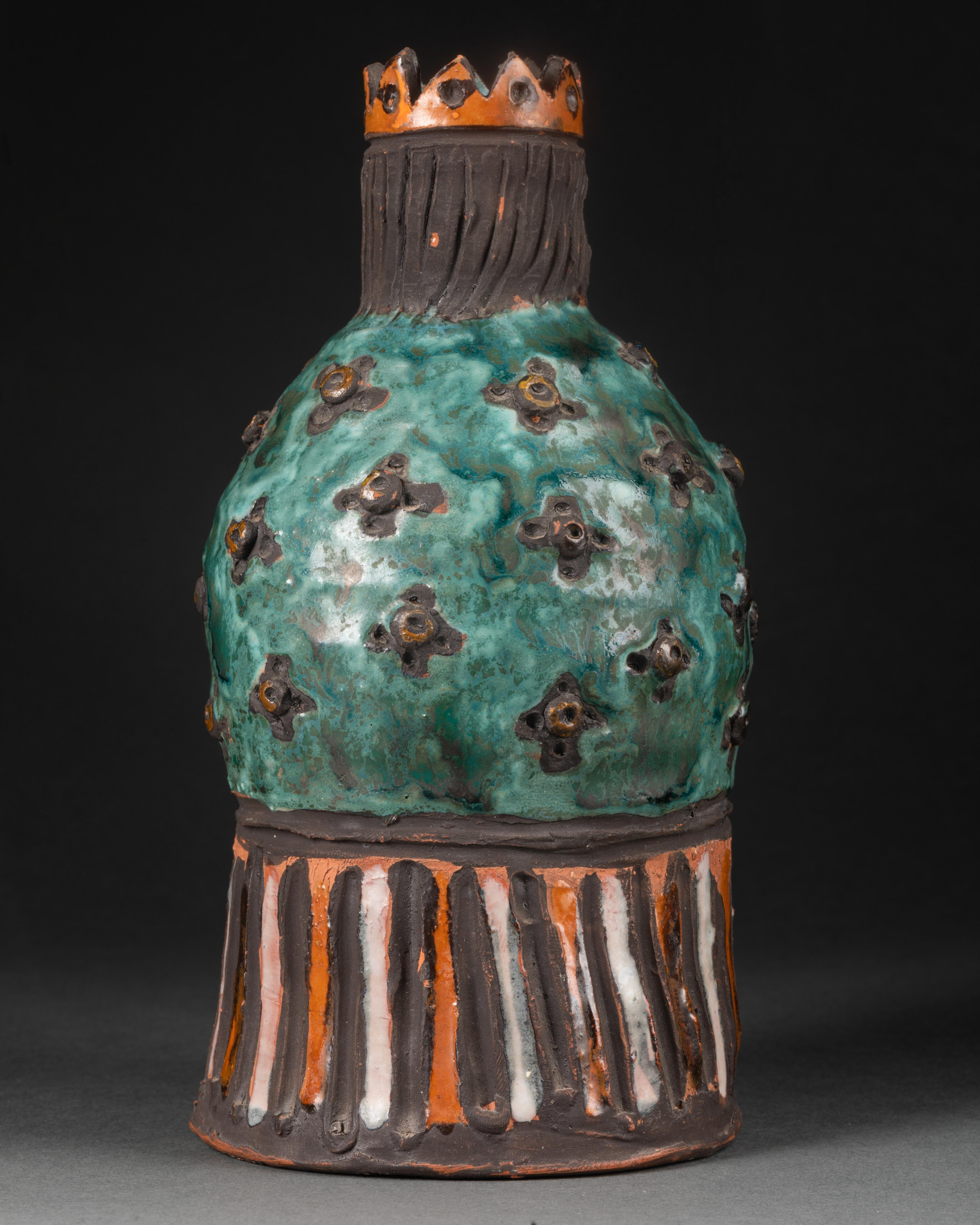 Ceramic Szekely Et Borderie : Roi Et Reine, Céramiques Émaillées, Vers 1950 For Sale