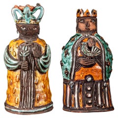 Szekely Et Borderie : Roi Et Reine, Céramiques Émaillées, Vers 1950