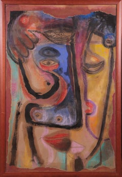 Dreamer II, Szilard Szilagyi, Abstract Expressionist Mixed media, Portrait, Red