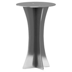 T-01 Bushed Stainless Steel Silver Metal Side Table Bauhaus Style