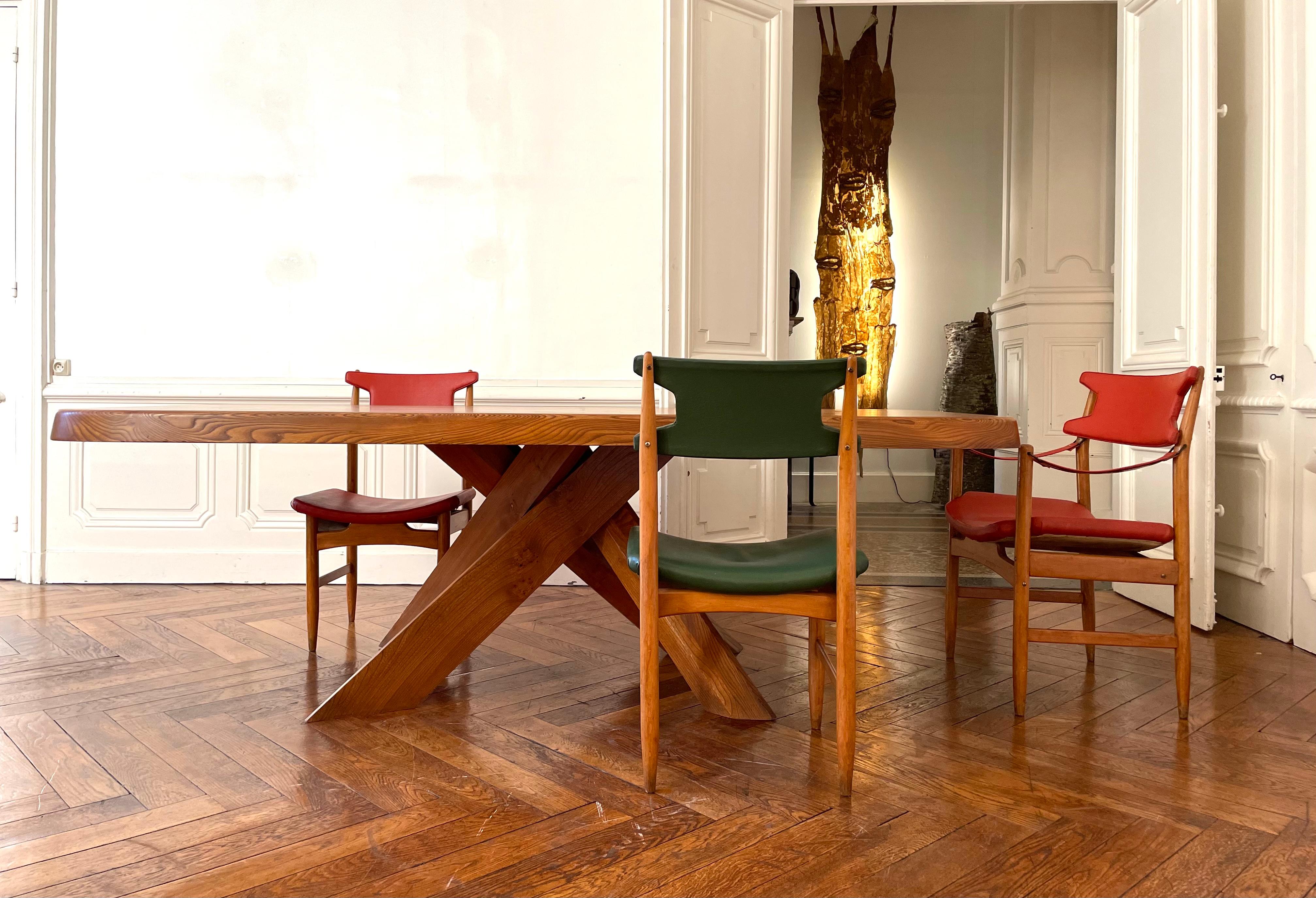 T 35 D Table by Pierre Chapo in French Elm from 1978 9