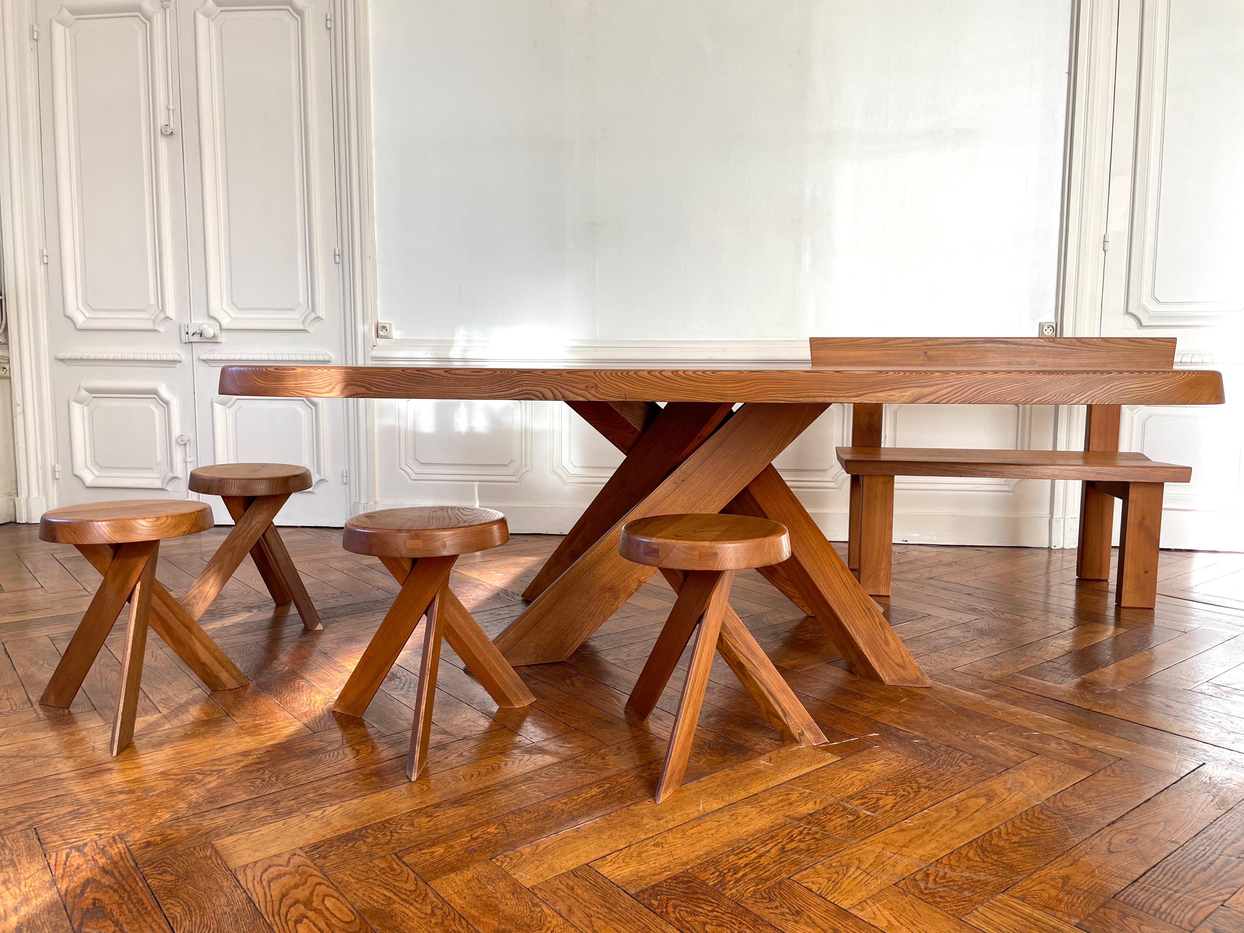 Mid-Century Modern T 35 D Table by Pierre Chapo in French Elm from 1978