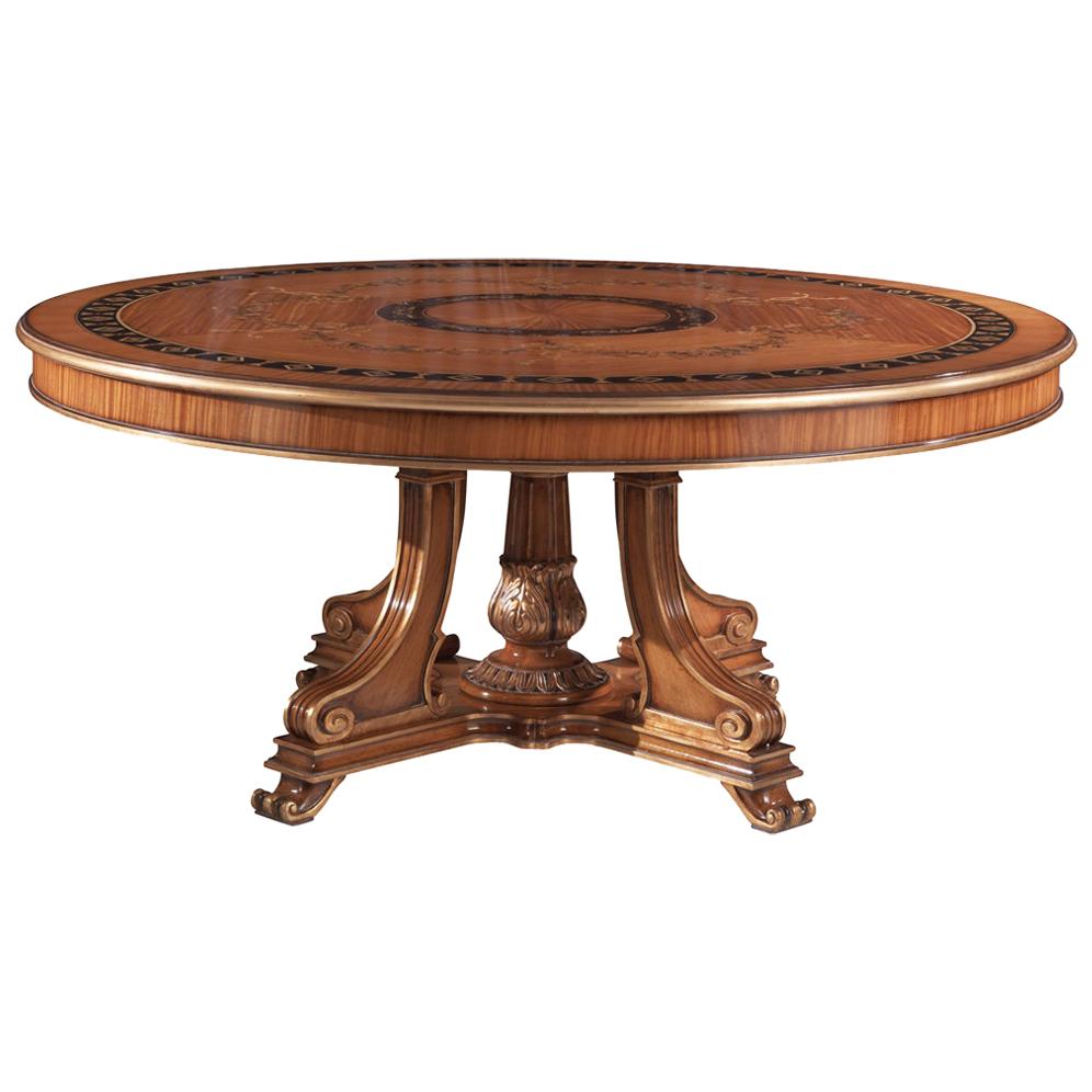 T/5140-180 Italian Wooden Inlaid Dining Table by Zanaboni