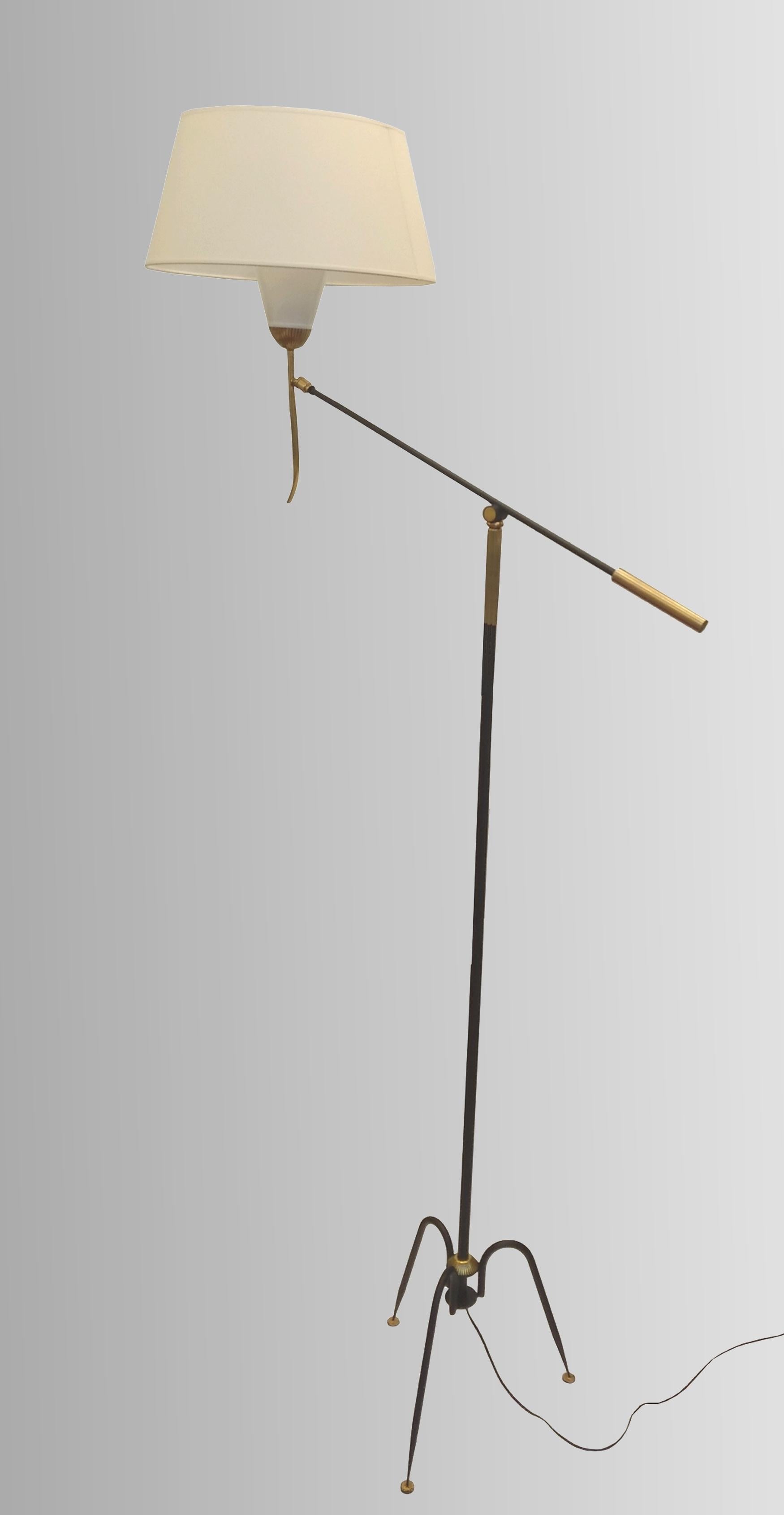 French T 644 Floor Lamp by Maison Lunel, France, circa 1950 For Sale