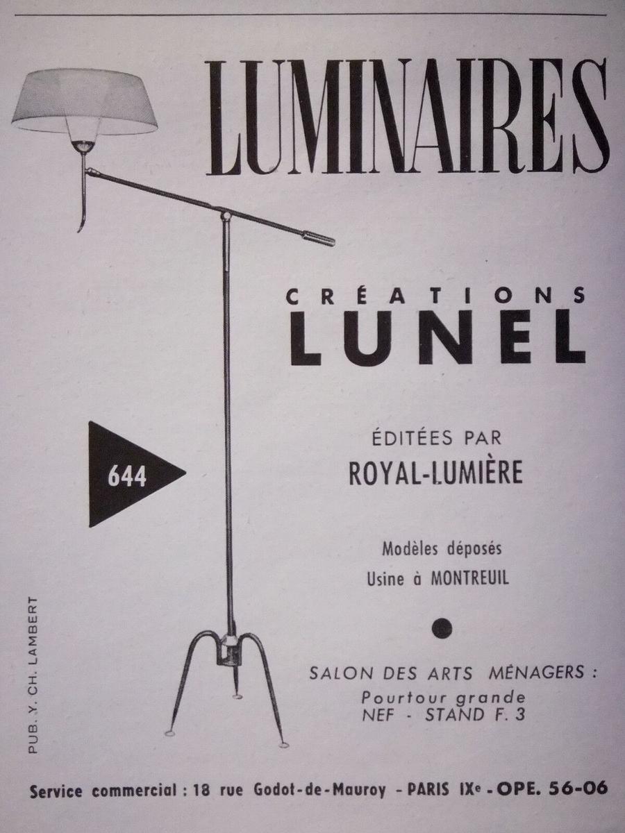 T 644 Floor Lamp by Maison Lunel, France, circa 1950 For Sale 1