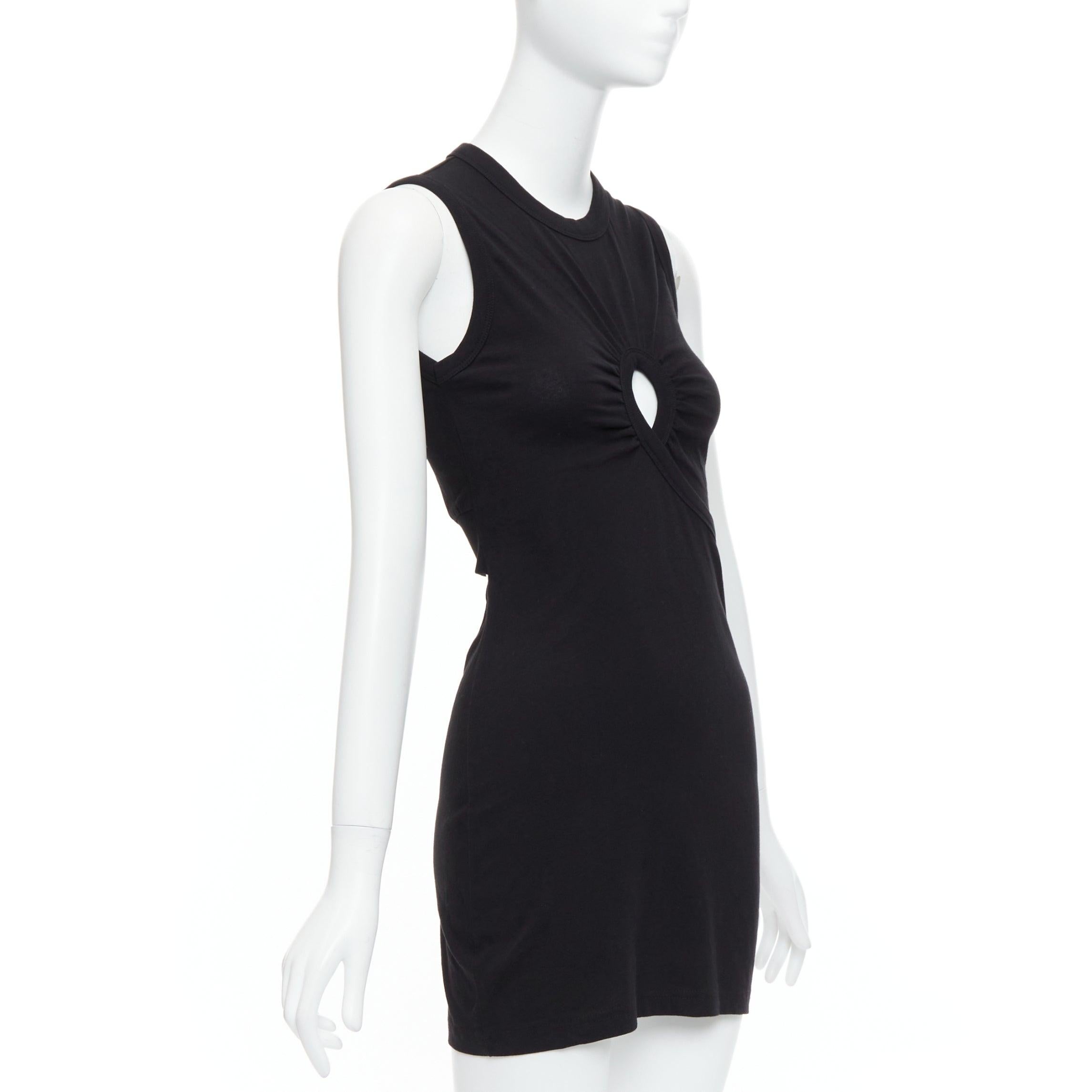 Black T ALEXANDER WANG black cotton chest cutout twist draped mini dress XS For Sale