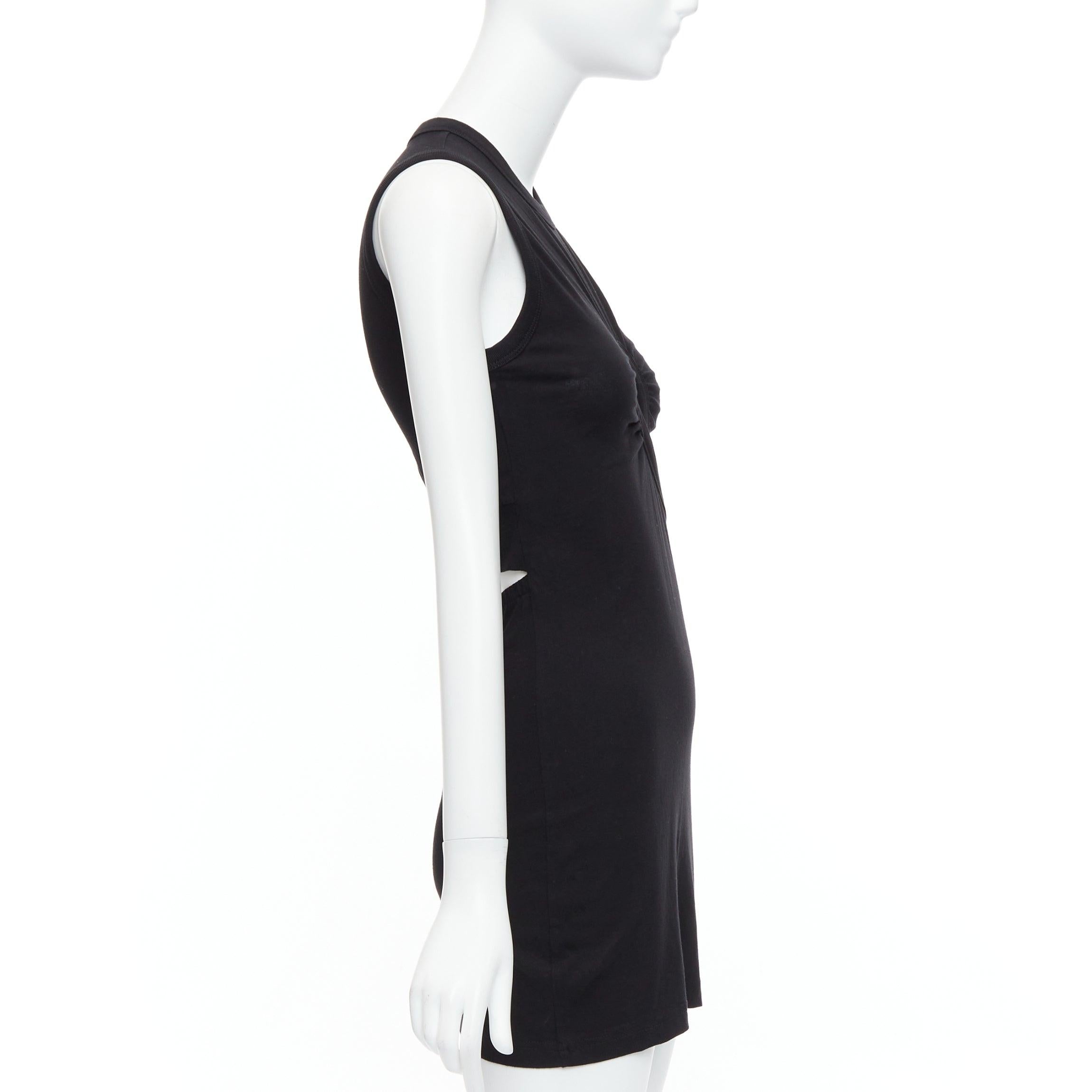T ALEXANDER WANG black cotton chest cutout twist draped mini dress XS In Good Condition For Sale In Hong Kong, NT