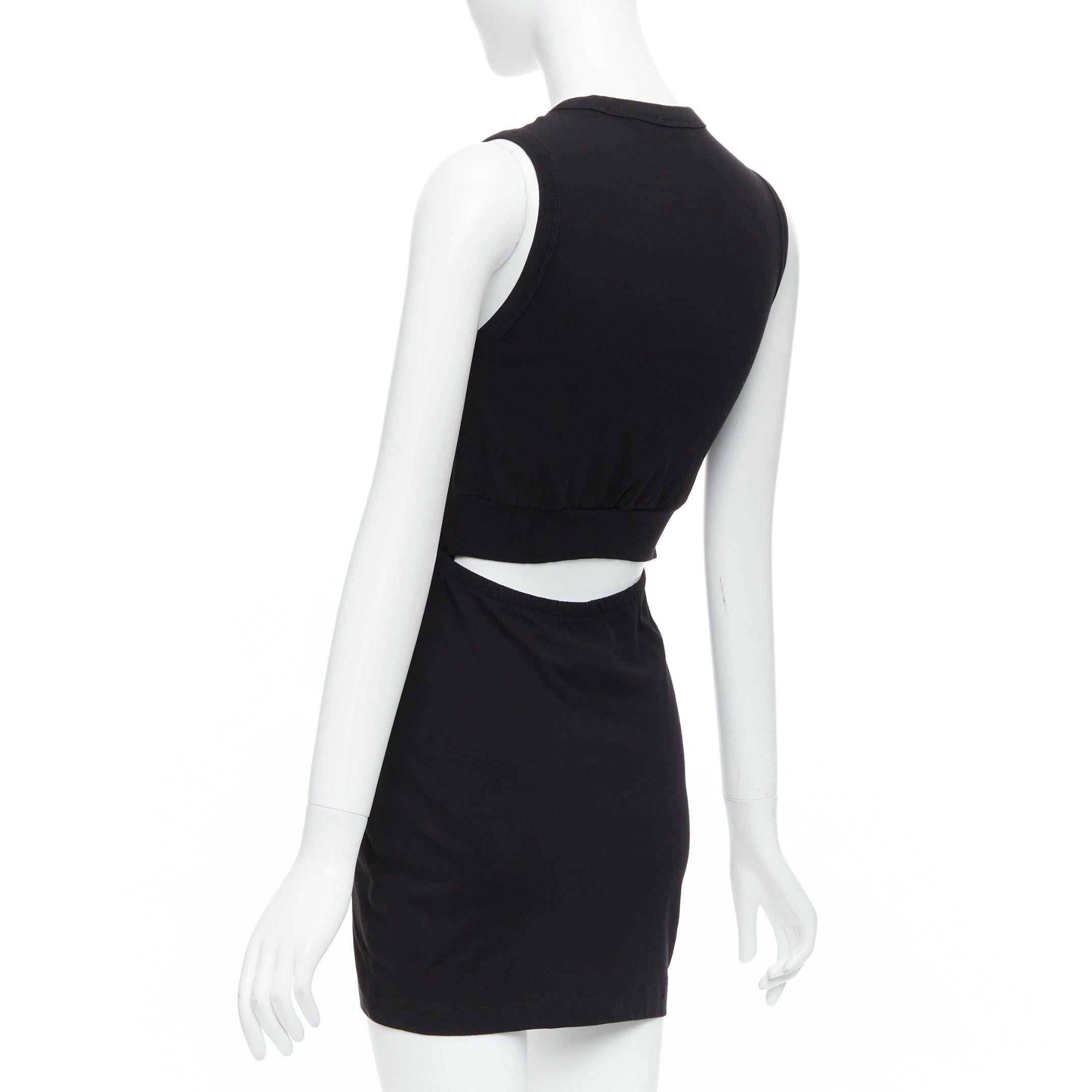 T ALEXANDER WANG black cotton chest cutout twist draped mini dress XS For Sale 1
