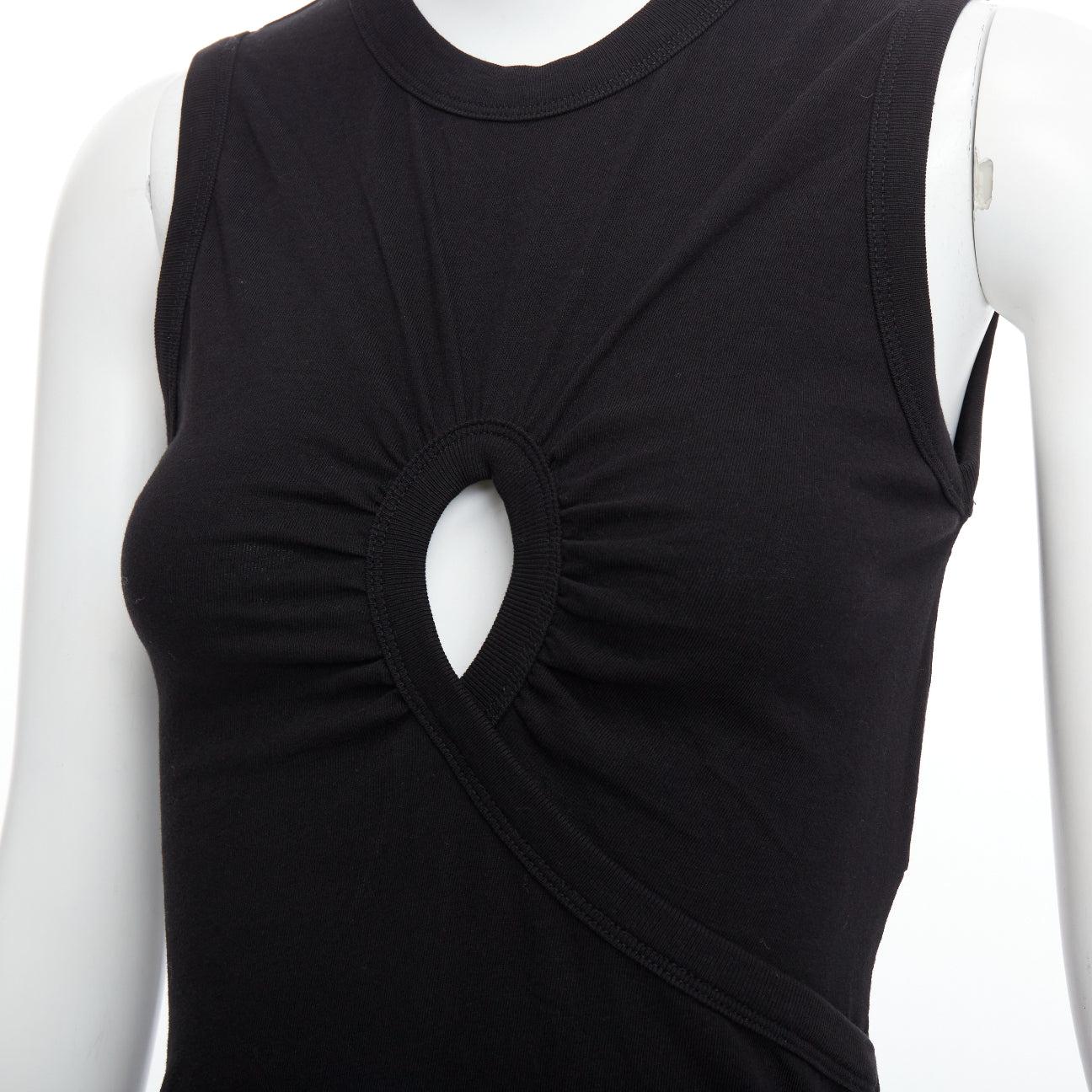 T ALEXANDER WANG black cotton chest cutout twist draped mini dress XS For Sale 2