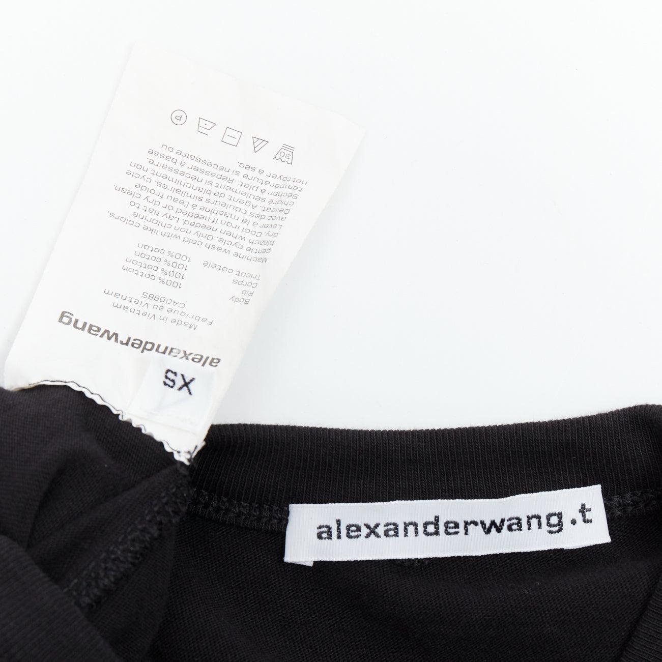T ALEXANDER WANG black cotton chest cutout twist draped mini dress XS For Sale 3