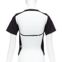 T ALEXANDER WANG black cotton open back bra strap crop top XS