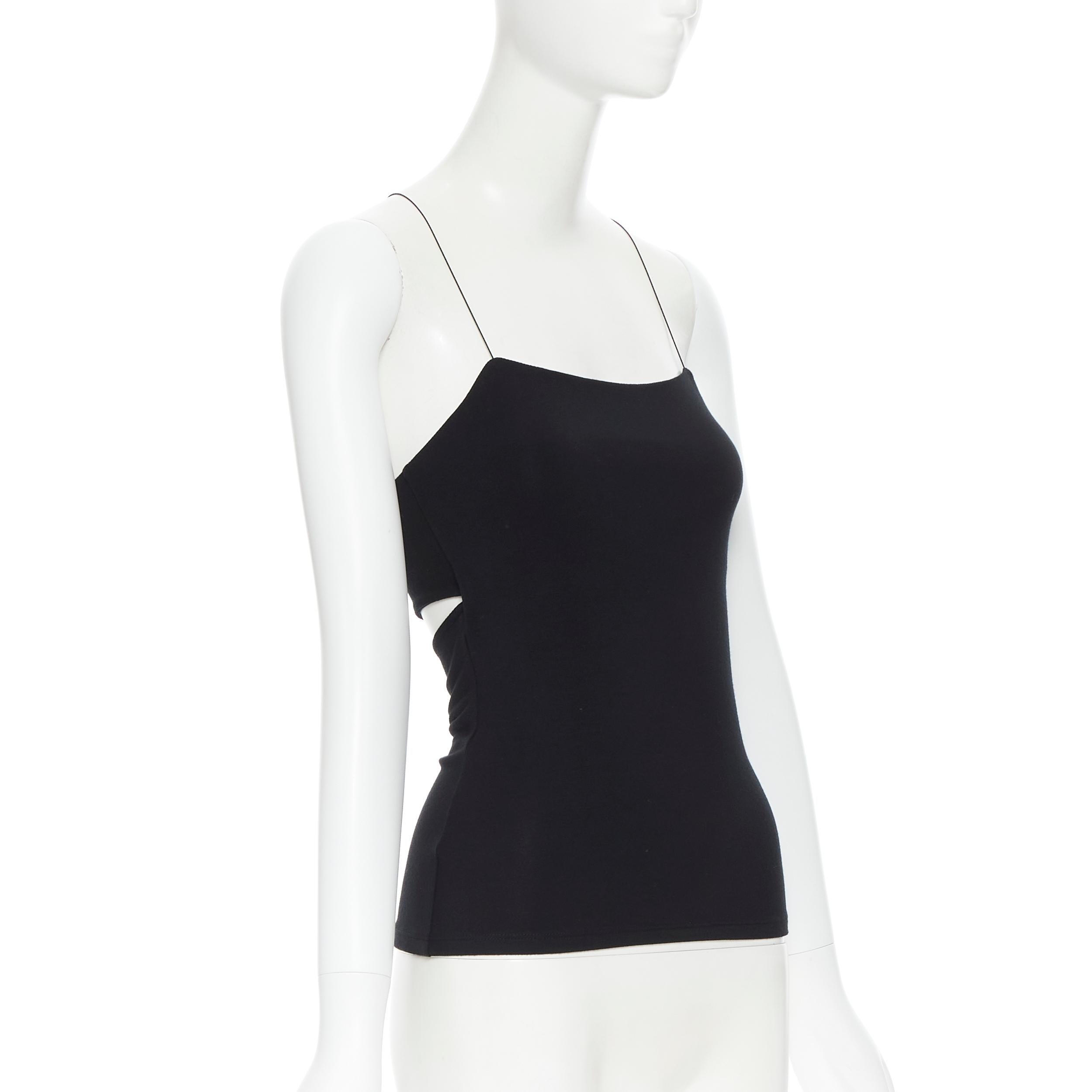T ALEXANDER WANG black cross spaghetti strap open back tank top XS 
Reference: LNKO/A01738 
Brand: T by Alexander Wang 
Designer: Alexander Wang 
Color: Black 
Pattern: Solid 
Extra Detail: Thin cross back strap. Cut out opening at back. Stretch
