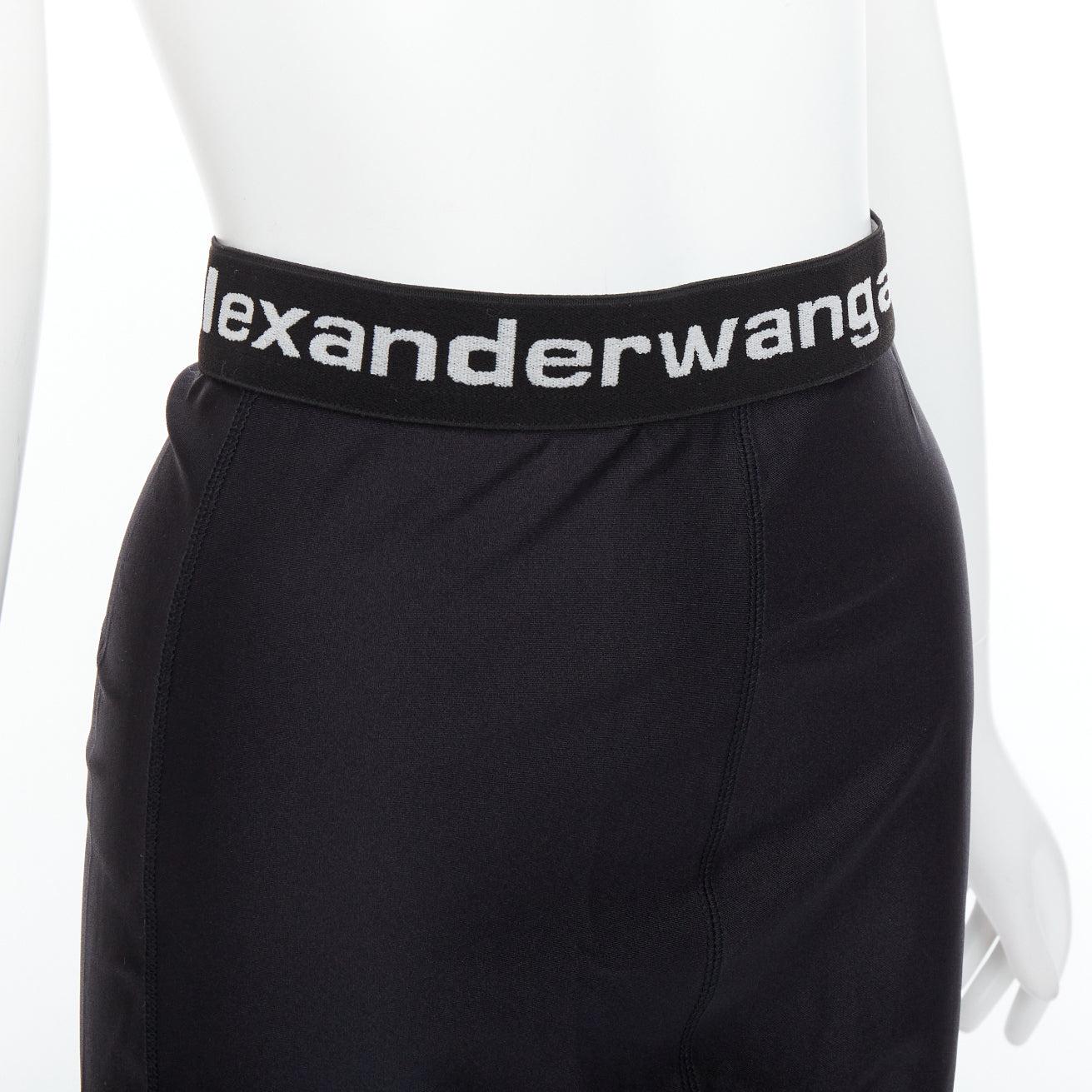 T ALEXANDER WANG black lace trim logo tape waistband mini skirt XS For Sale 2