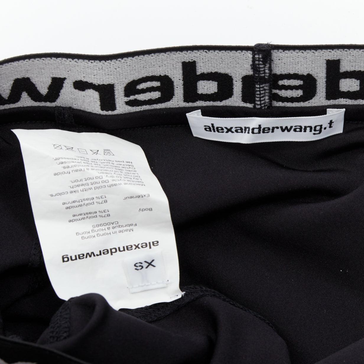 T ALEXANDER WANG black lace trim logo tape waistband mini skirt XS For Sale 3