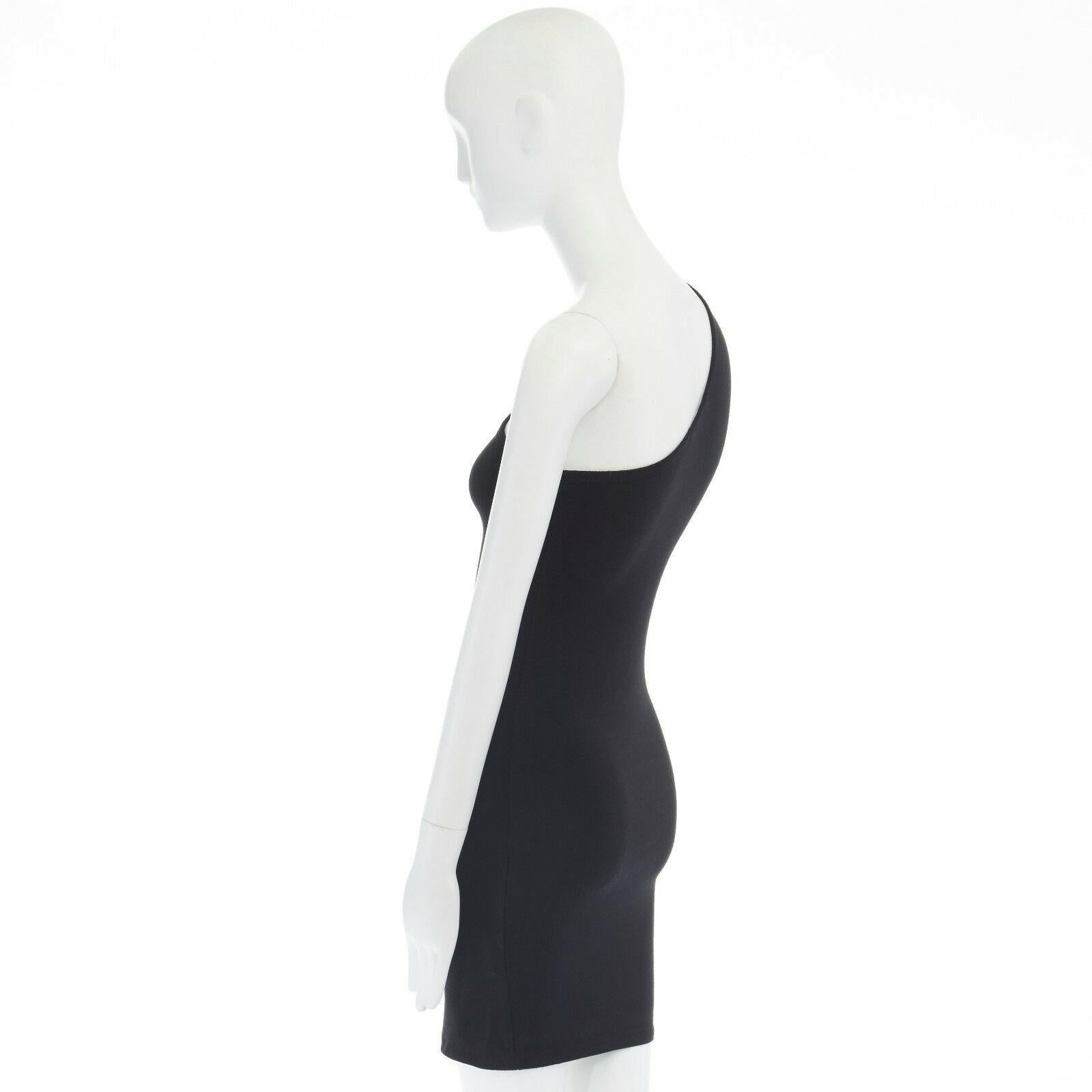 T ALEXANDER WANG black modal one shoulder bodycon mini dress S In Good Condition In Hong Kong, NT