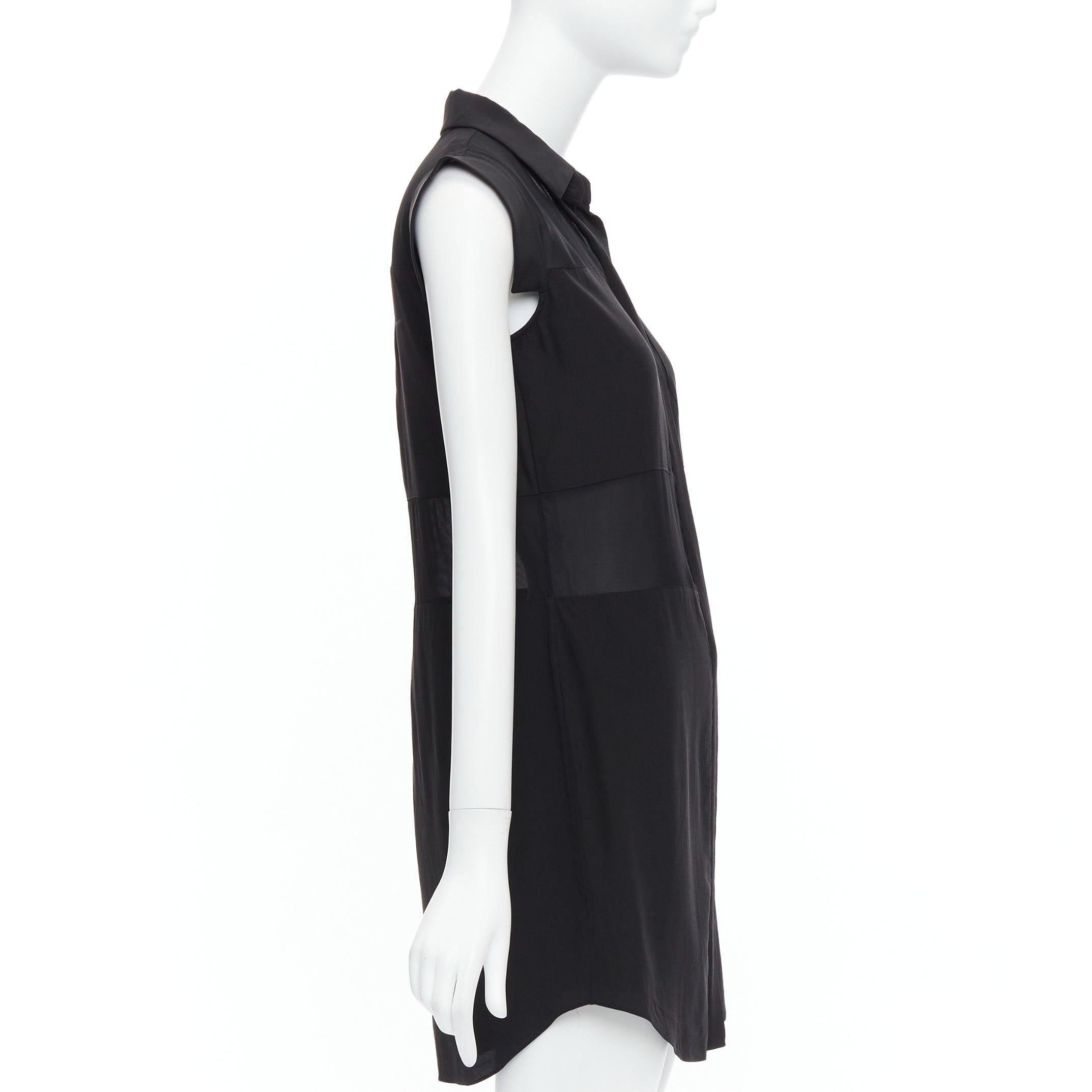 T Robe à manches capuchon et boutons en soie mélangée noire transparente d'AT&WANG XS Bon état - En vente à Hong Kong, NT
