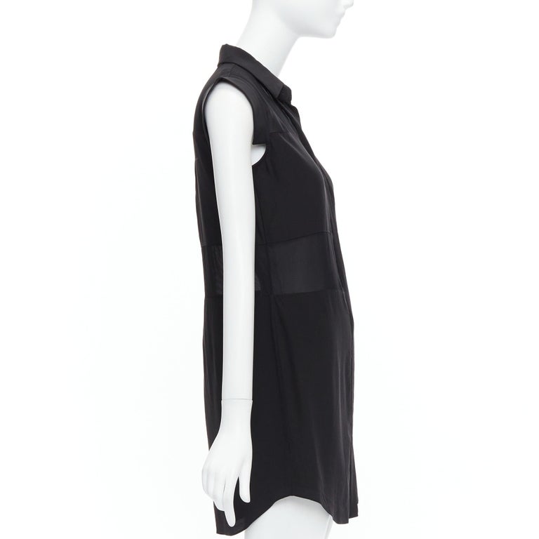 T ALEXANDER WANG black sheer silk blend paneled cap sleeve button front dress XS For Sale at 1stDibs T ALEXANDER WANG black sheer silk blend paneled cap sleeve button front dress XS For Sale at 1stDibs