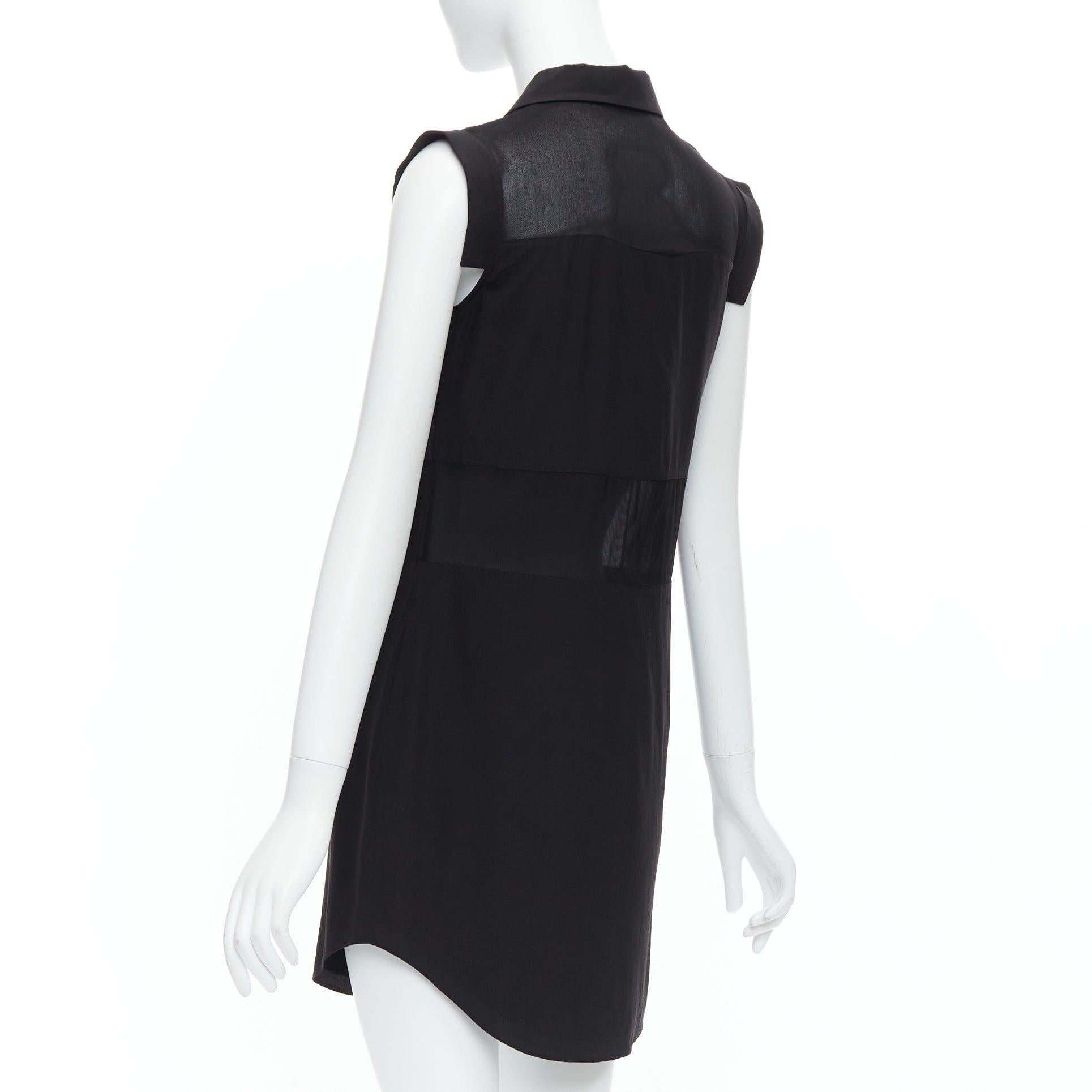 T Robe à manches capuchon et boutons en soie mélangée noire transparente d'AT&WANG XS en vente 1