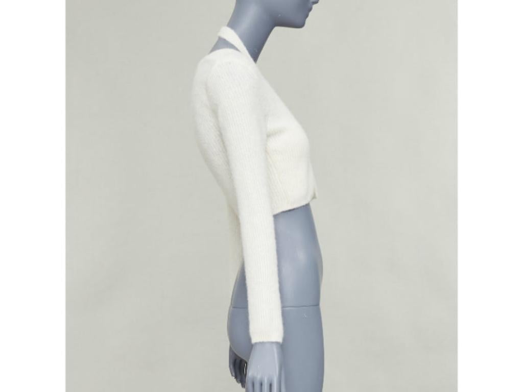 T ALEXANDER WANG cream alpaca blend halter crop deconstructed cardigan S im Zustand „Hervorragend“ im Angebot in Hong Kong, NT