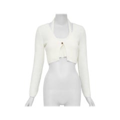 T ALEXANDER WANG cream alpaca blend halter crop deconstructed cardigan S