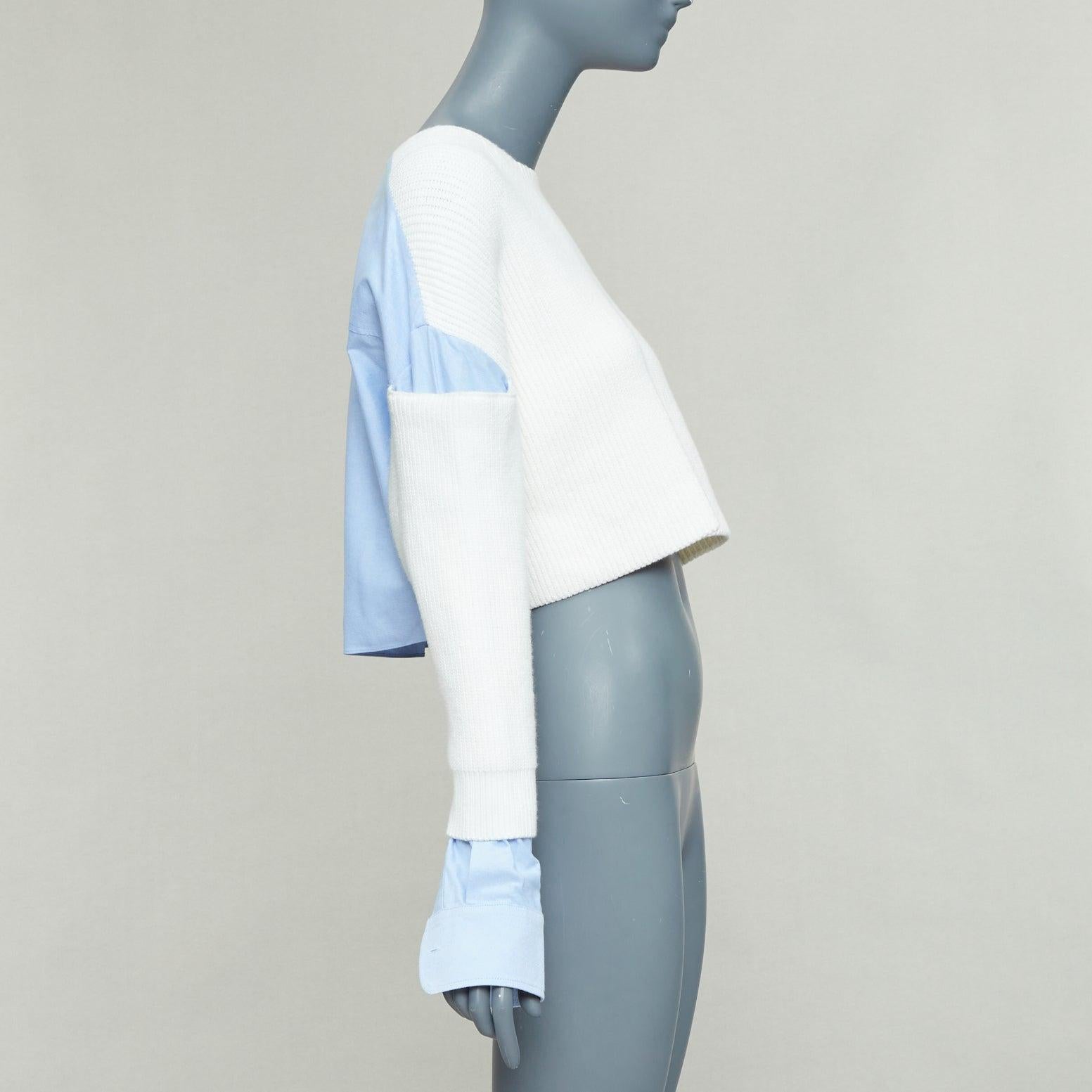 T ALEXANDER WANG cream blue cotton blend hybrid sweater shirt XS In condizioni ottime in vendita a Hong Kong, NT